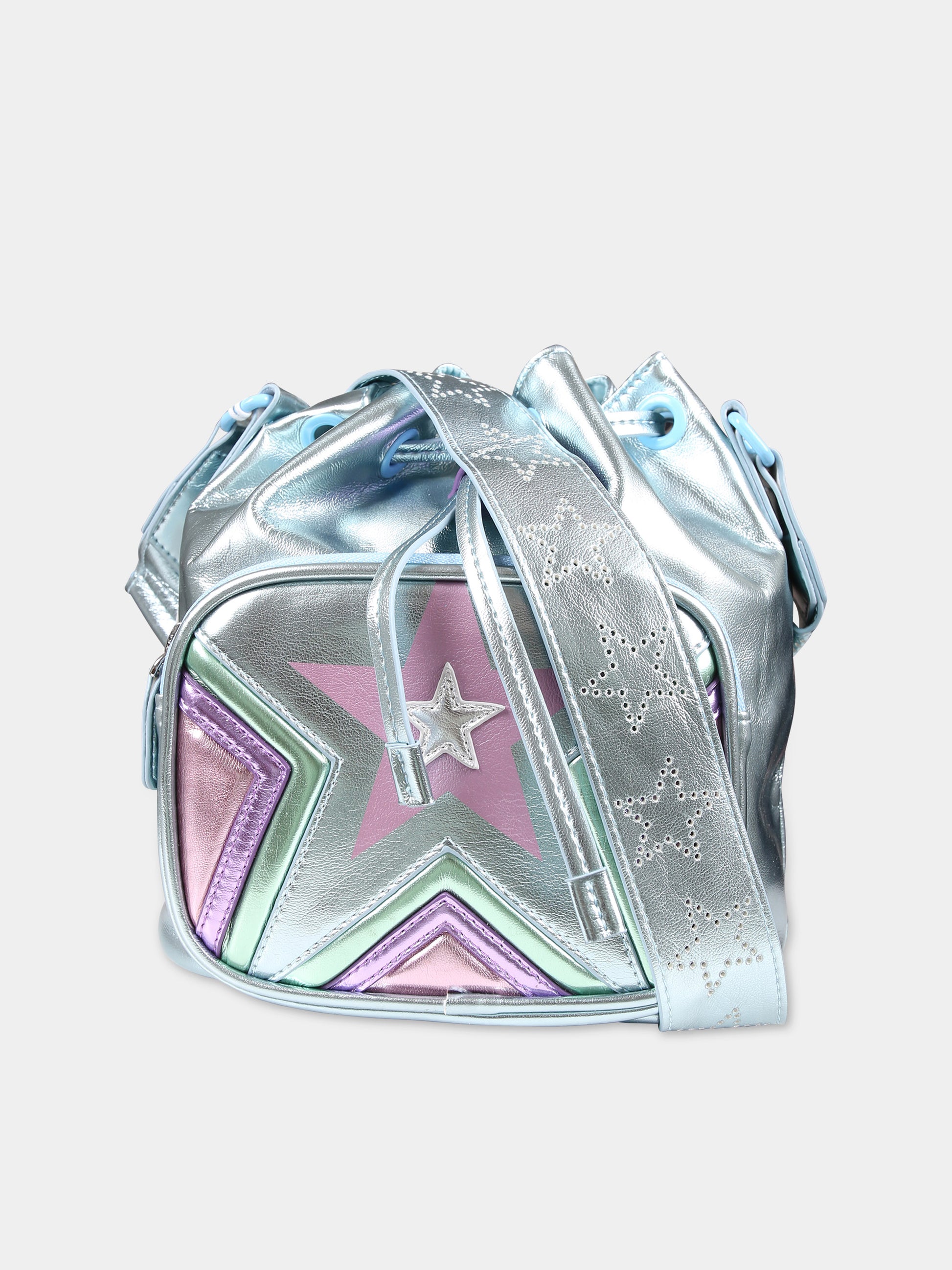 Borsa celeste per bambina con stelle,Stella Mccartney Kids,TT0B88 Z0226 630