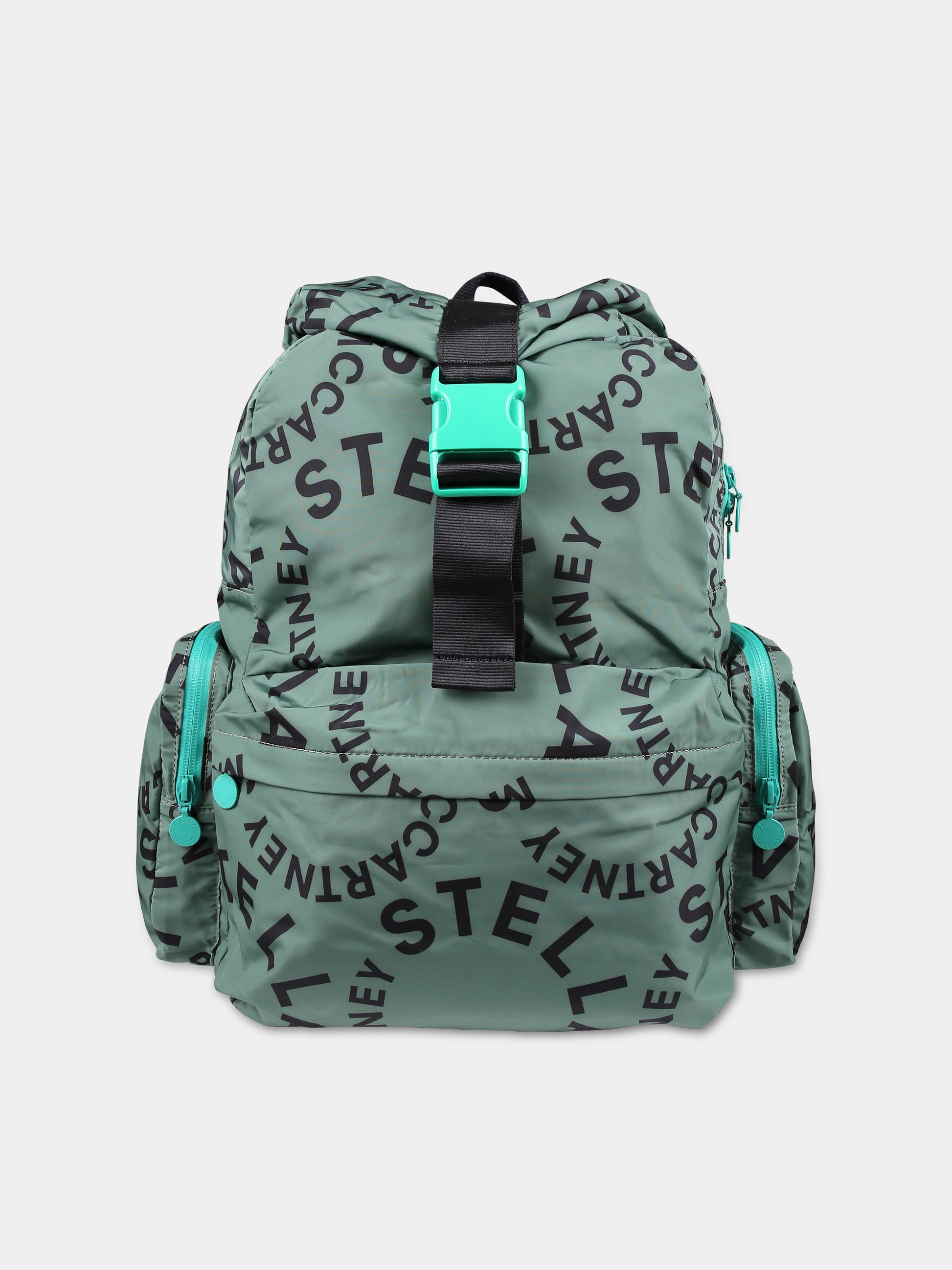 Zaino verde per bambino con logo,Stella Mccartney Kids,TT0Q28 Z1274 722NE