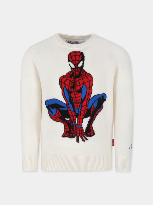 Maglione avorio per bambino con Spiderman,Mc2 Saint Barth,DOU0001 - 02590G