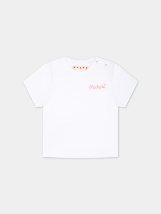 T-shirt bianca per neonata con logo,Marni Kids,M01139 M00HZ MT68B 0M100