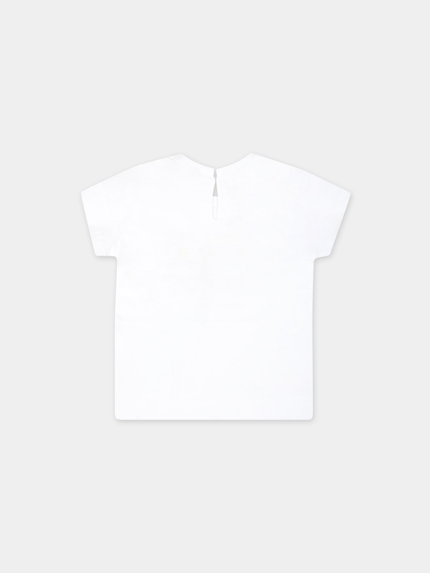 T-shirt bianca per neonata con stampa Rapunzel e logo,Monnalisa,39C615 3003 0099