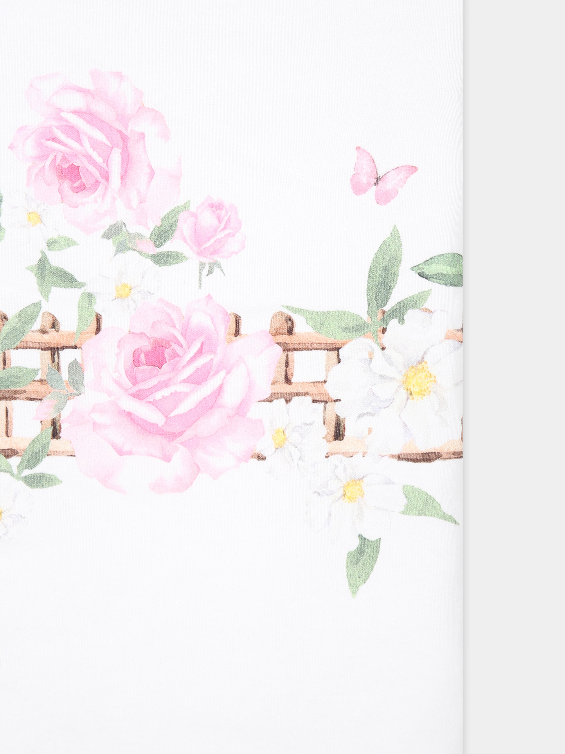 Coperta bianca per neonata con stampa fiori,Monnalisa,35C002 3000 9099