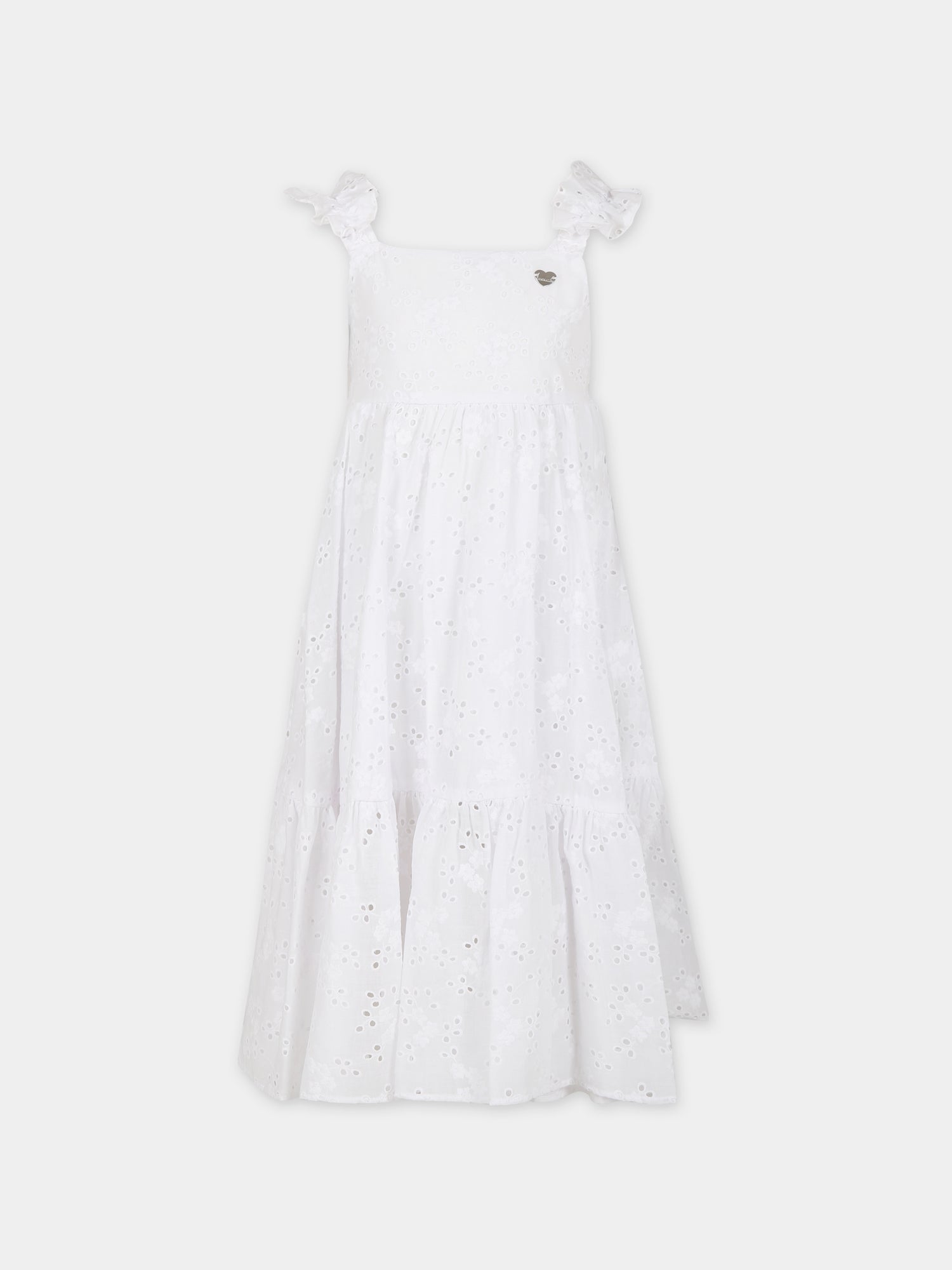 Vestito bianco per bambina con cuore,Monnalisa,11C918 3941 0099