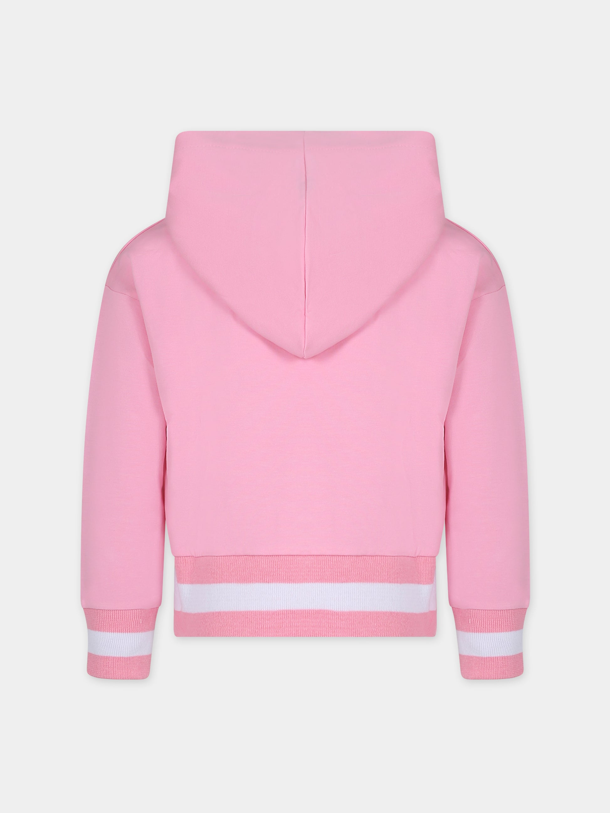 Felpa rosa per bambnina con stampa Barbie e strass,Monnalisa,19C637 3008 0093