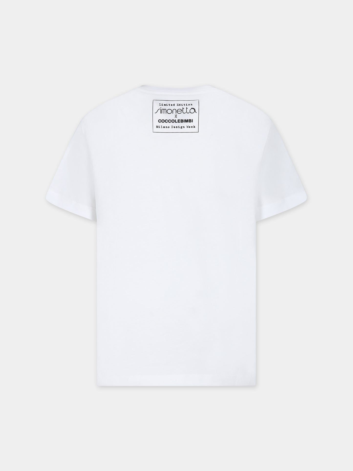 T-shirt bianca per bambina con nuvola celeste,Simonetta X Coccolebimbi,G00216 J0177 100CE