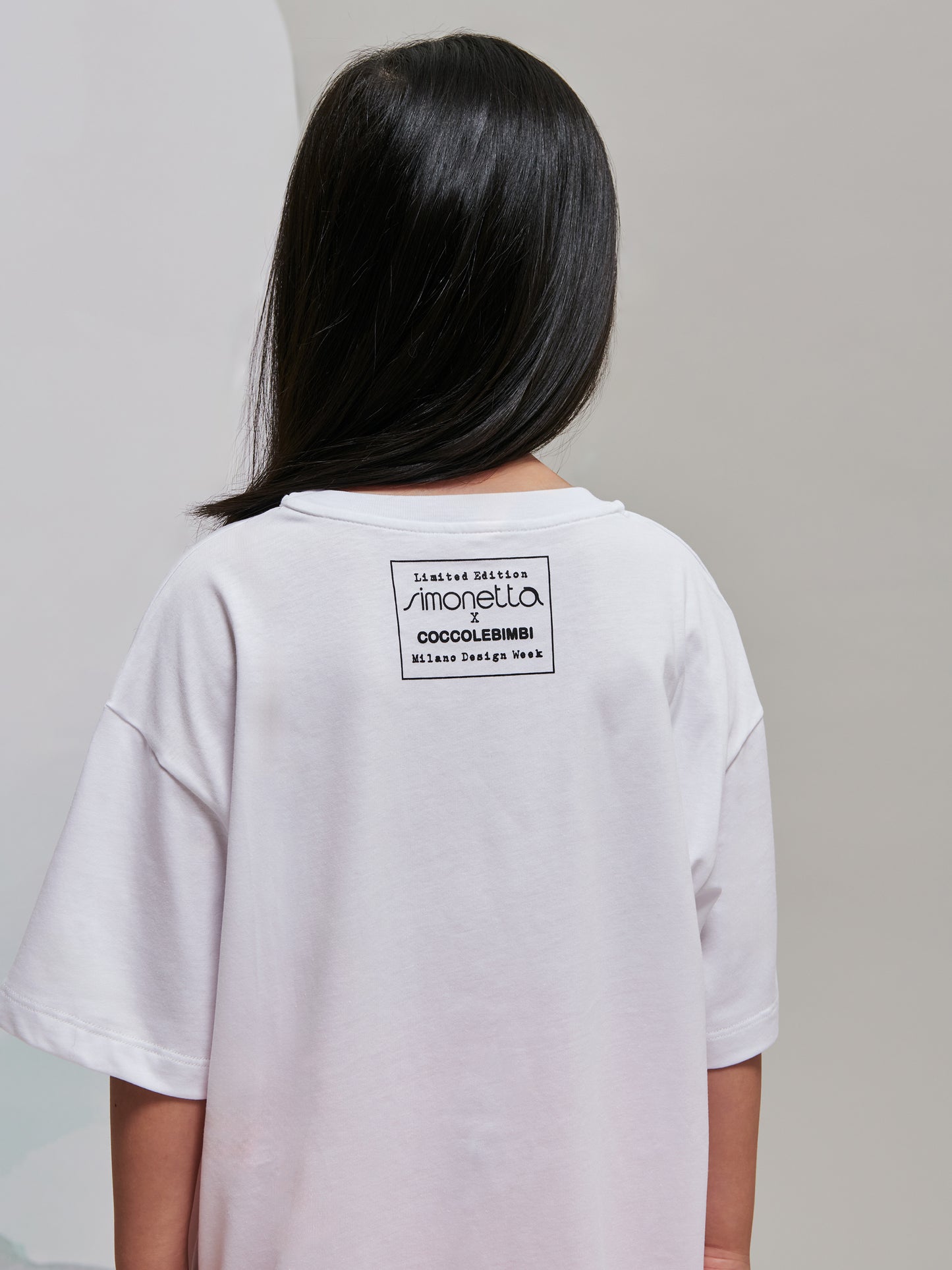 T-shirt bianca per bambina con nuvola celeste,Simonetta X Coccolebimbi,G00216 J0177 100CE