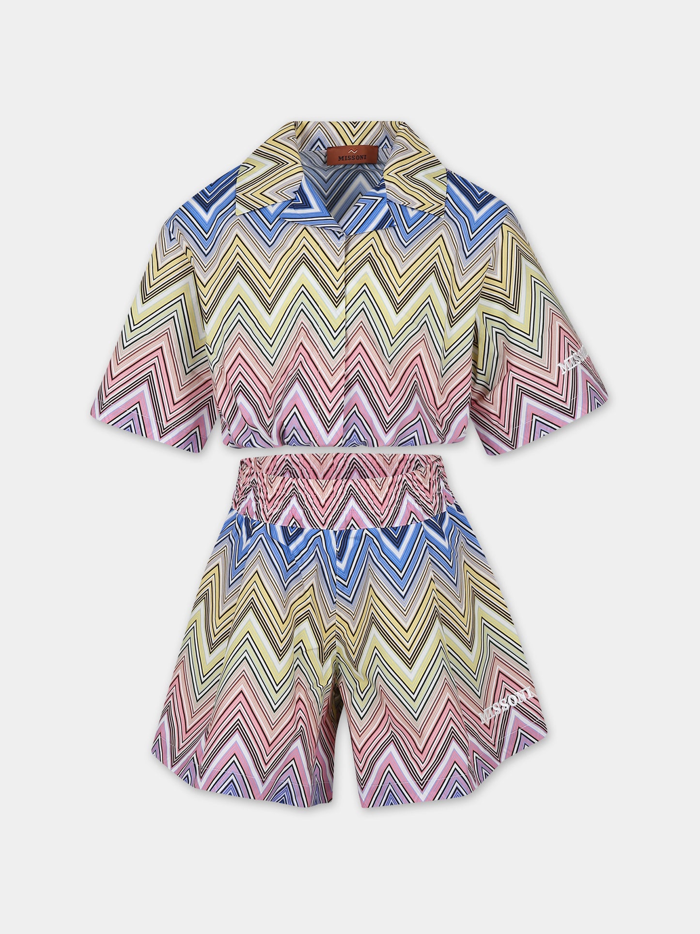 Completo multicolor per bambina con motivo chevron,Missoni,MU3A40 P0388 999