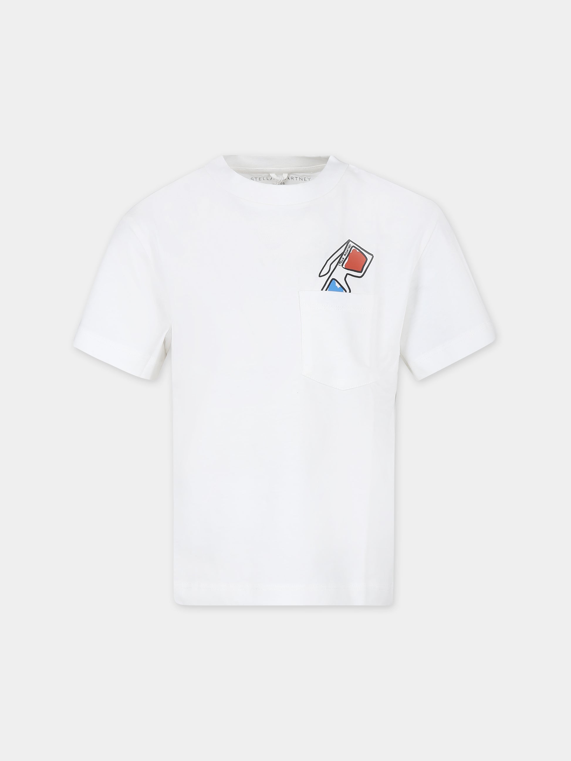 T-shirt avorio per bambino con stampa occhiali,Stella Mccartney Kids,TU8Q51 Z0434 101