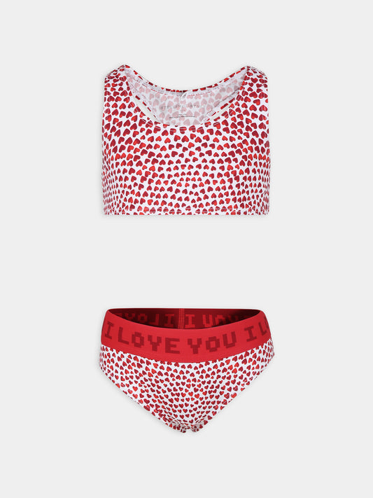 Bikini avorio per bambina con stampa cuori,Stella Mccartney Kids,TUCA55 Z1646 101RO