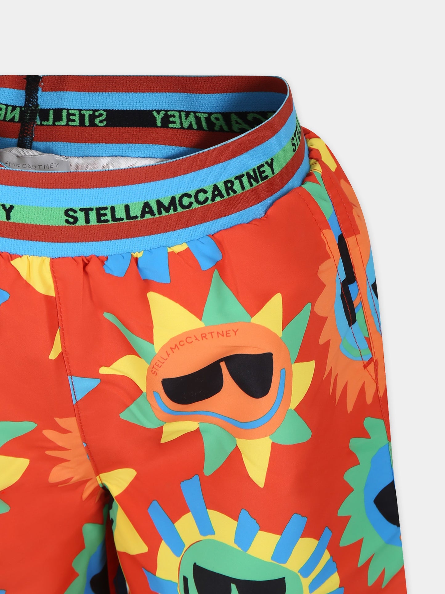 Boxer mare rosso per bambino con stampa sole,Stella Mccartney Kids,TUCP59 Z1706 421