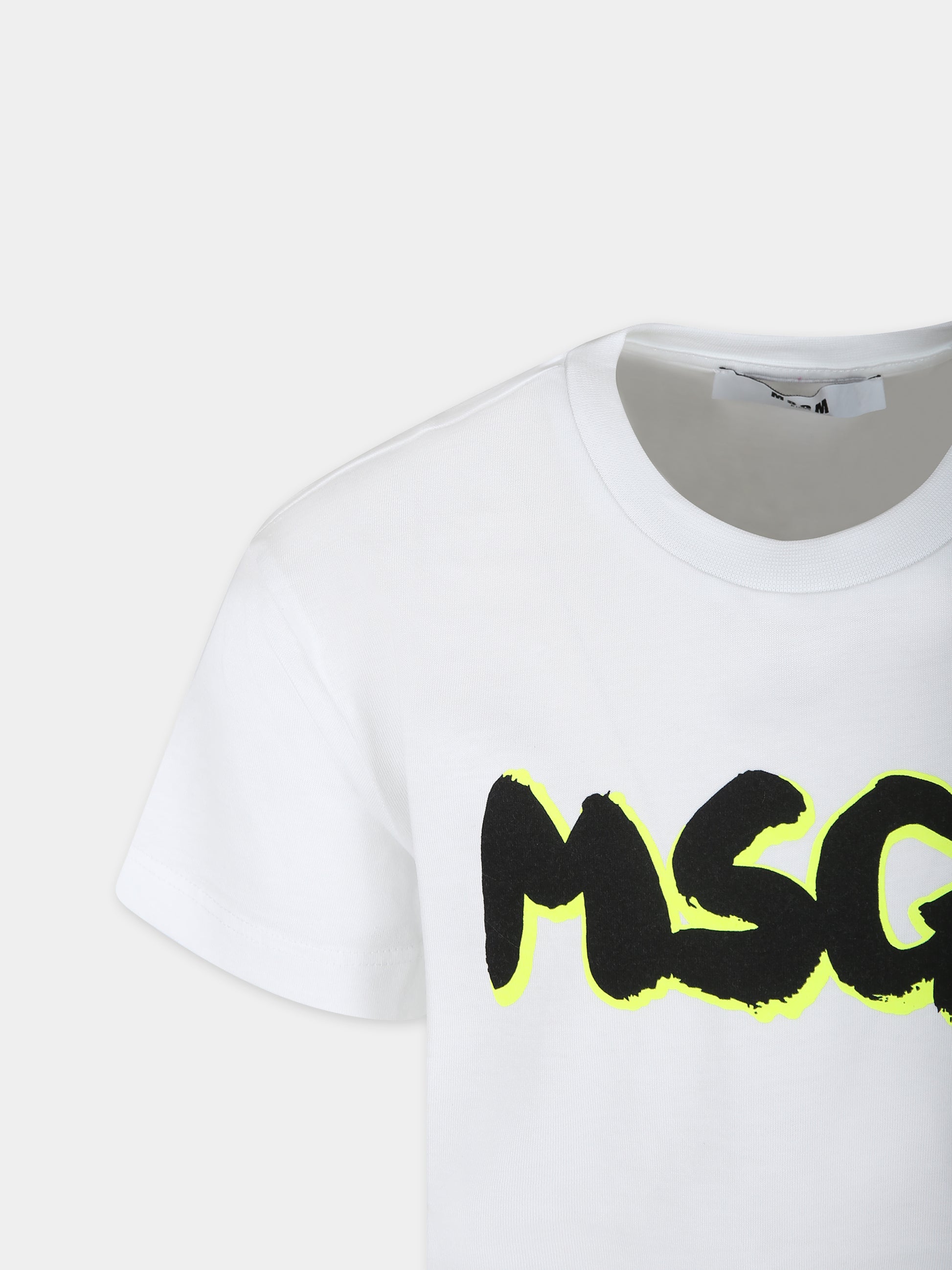 T-shirt bianca per bambino con logo,Msgm Kids,S4MSJBTH224 001