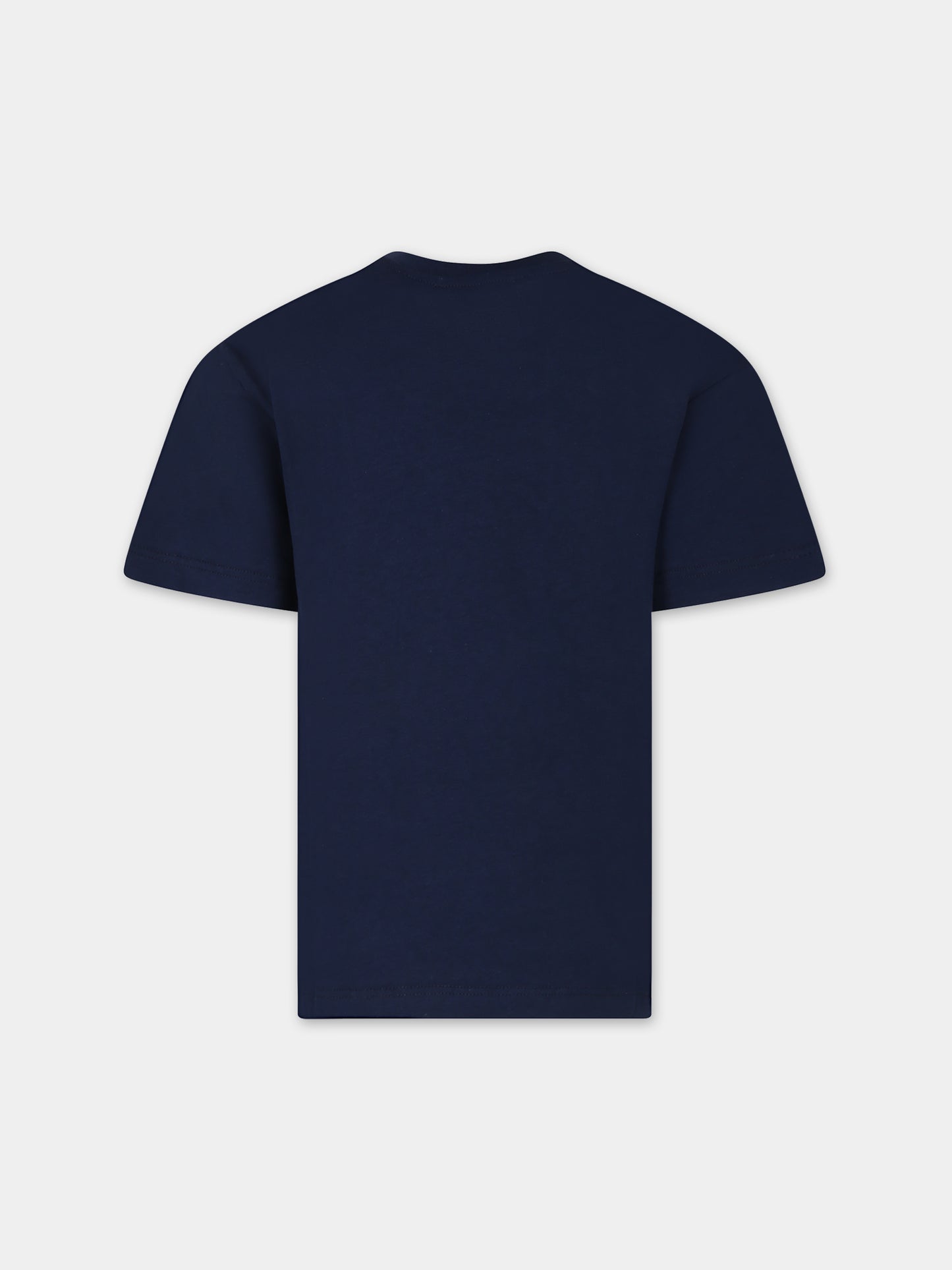 T-shirt blu per bambino con logo,Msgm Kids,S4MSJBTH257 060