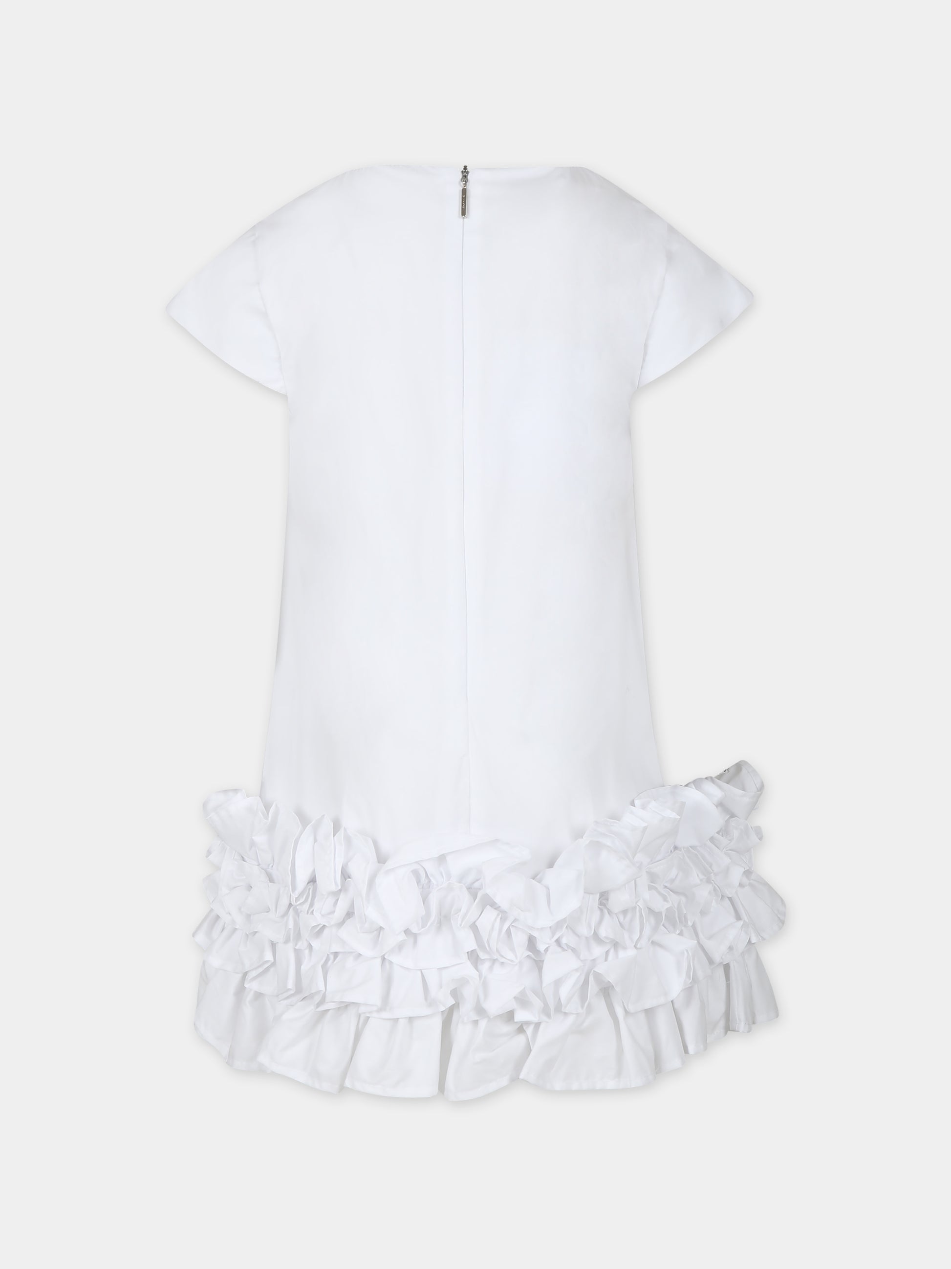 Vestito bianco per bambina con logo,Msgm Kids,S4MSJGDR110 001