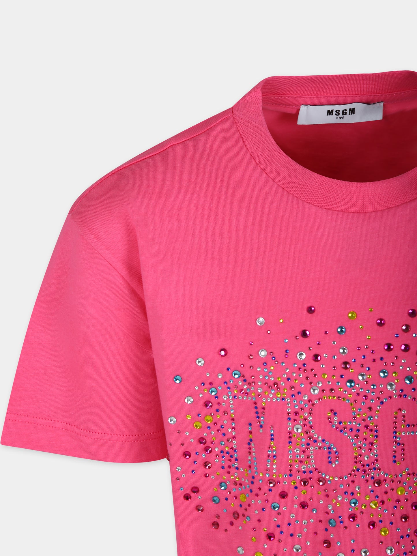 T-shirt rosa per bambina con logo,Msgm Kids,S4MSJGTH152 044