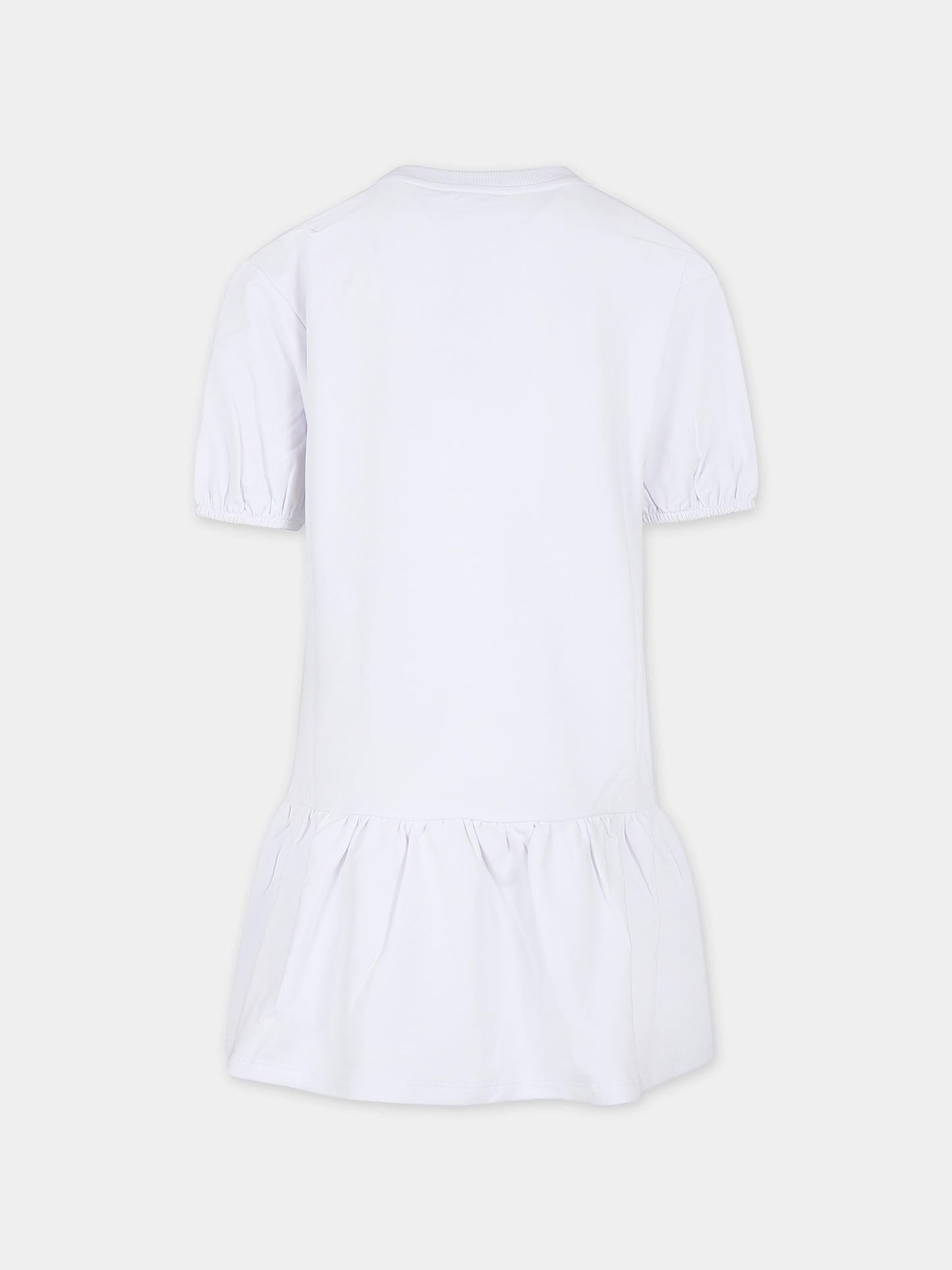 Vestito bianco per bambina con Teddy Bear,Moschino Kids,HAV0CQ LDA25 10101