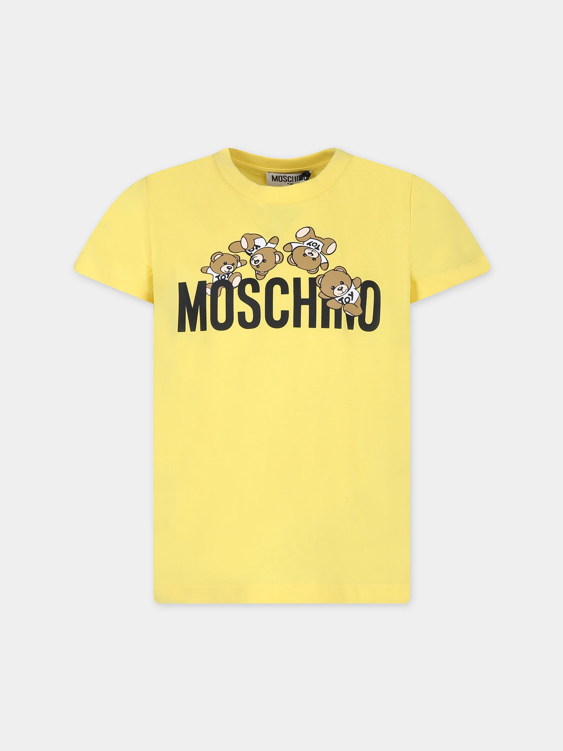 T-shirt gialla per bambini con Teddy Bears e logo,Moschino Kids,HMM04K LAA03 50162
