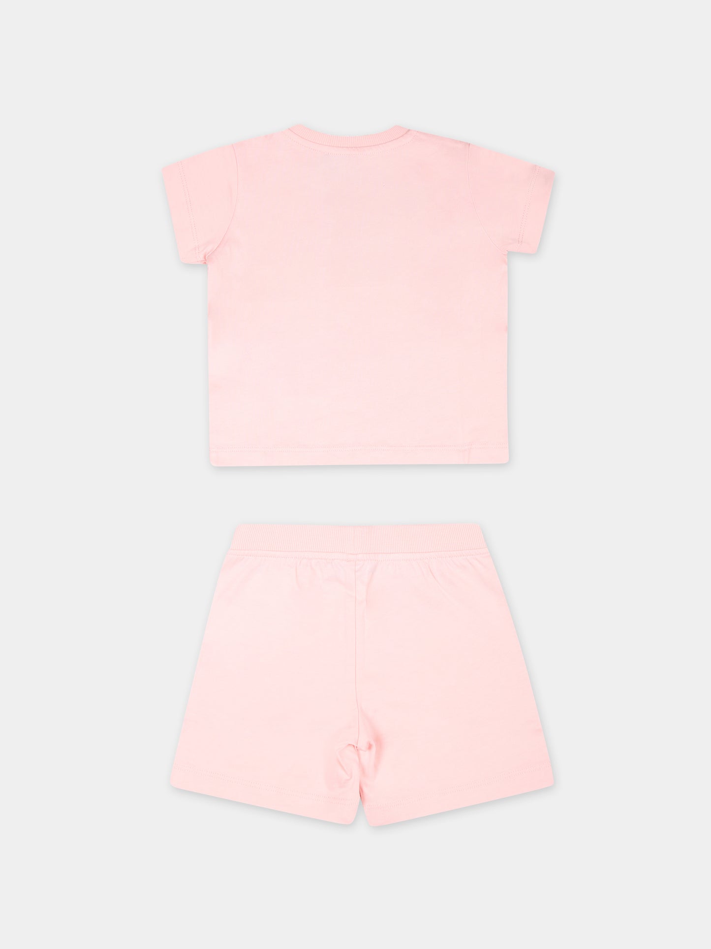 Completo rosa per neonata con Teddy bear e logo,Moschino Kids,MRG00M LAA02 50209