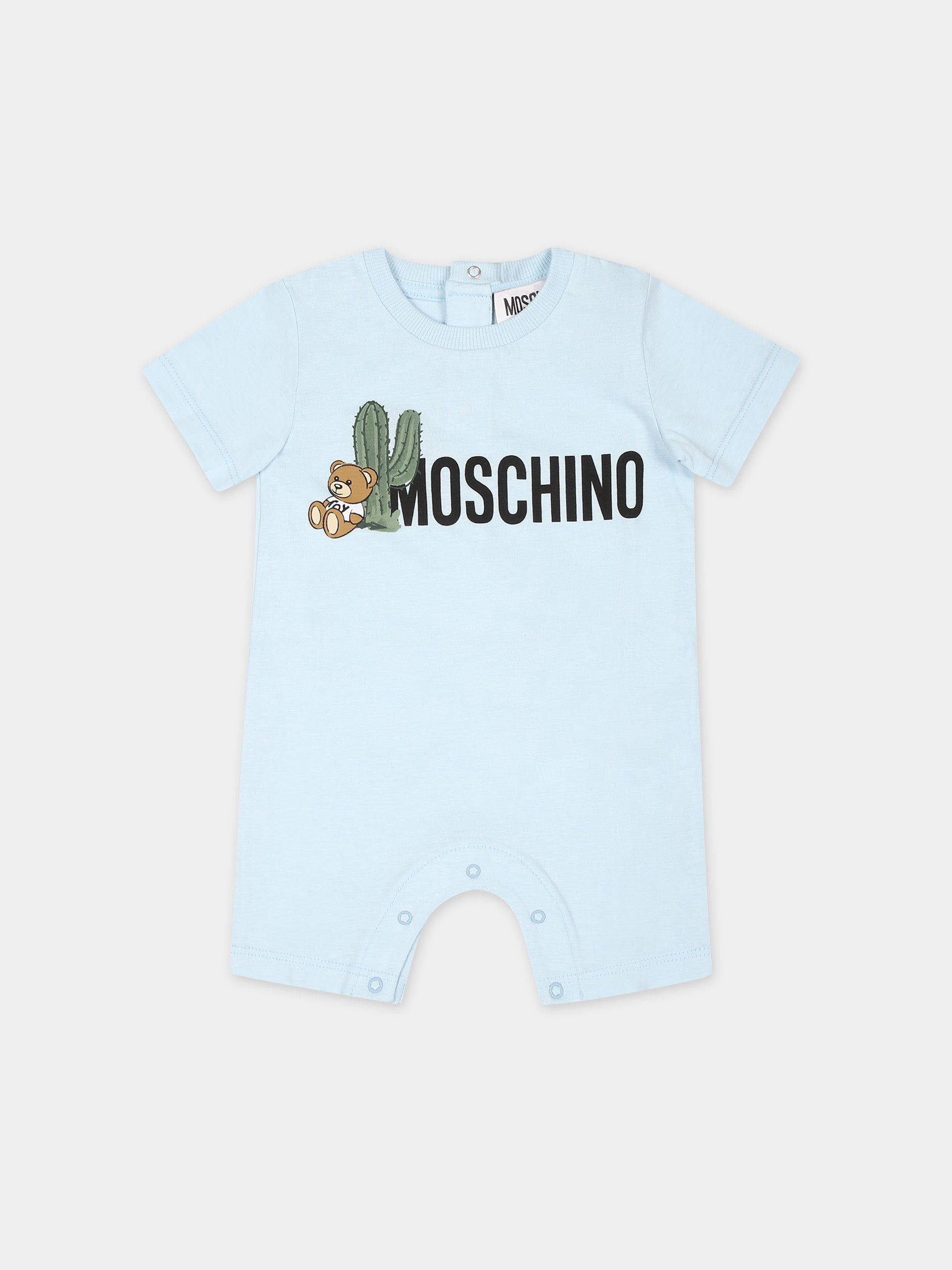 Tutina celeste per neonato con Teddy Bear e cactus,Moschino Kids,MUT03S LAA02 40304