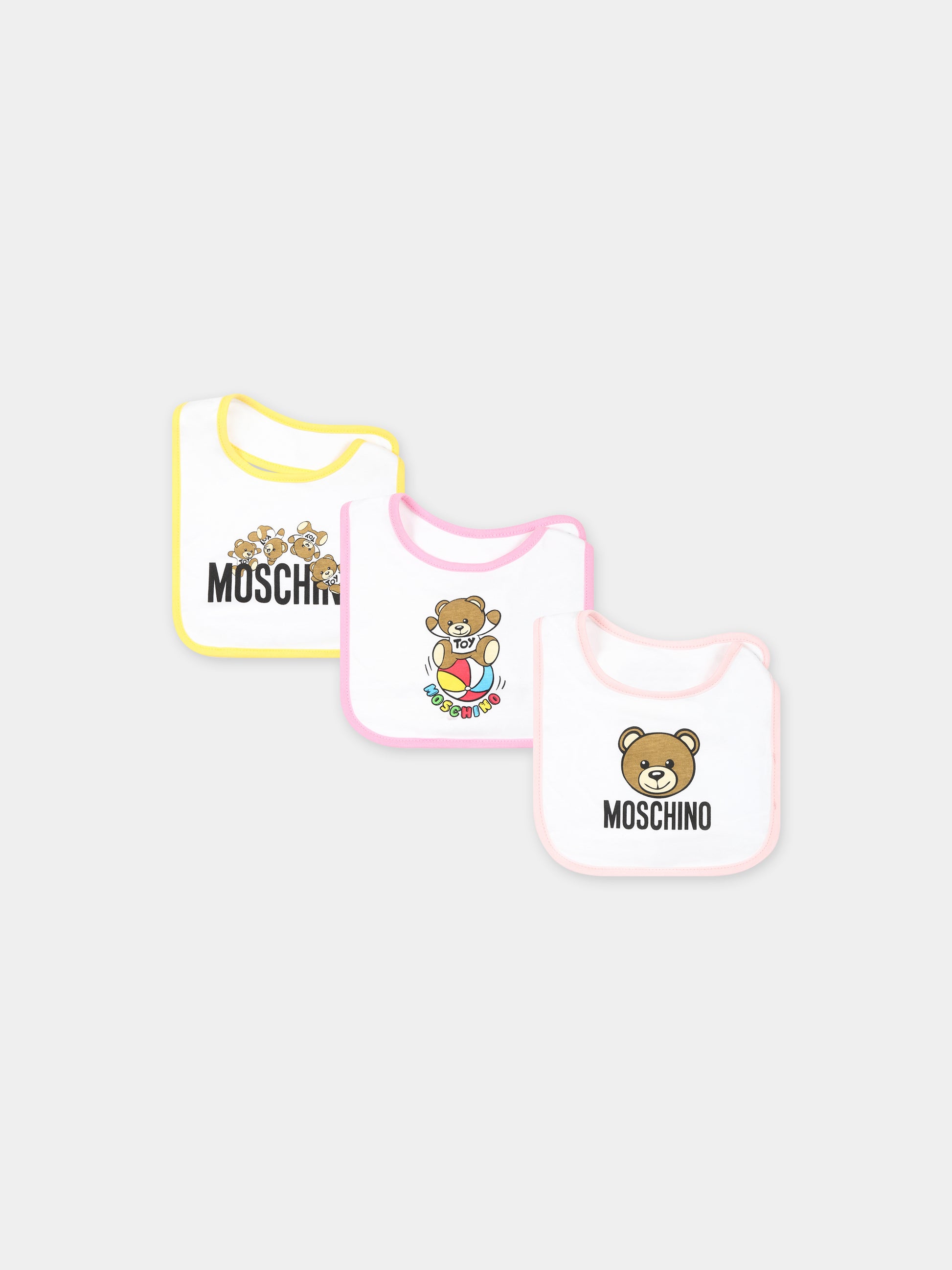 Set bianco per neonata con Teddy Bear e logo,Moschino Kids,MUY062 LAA33 50206