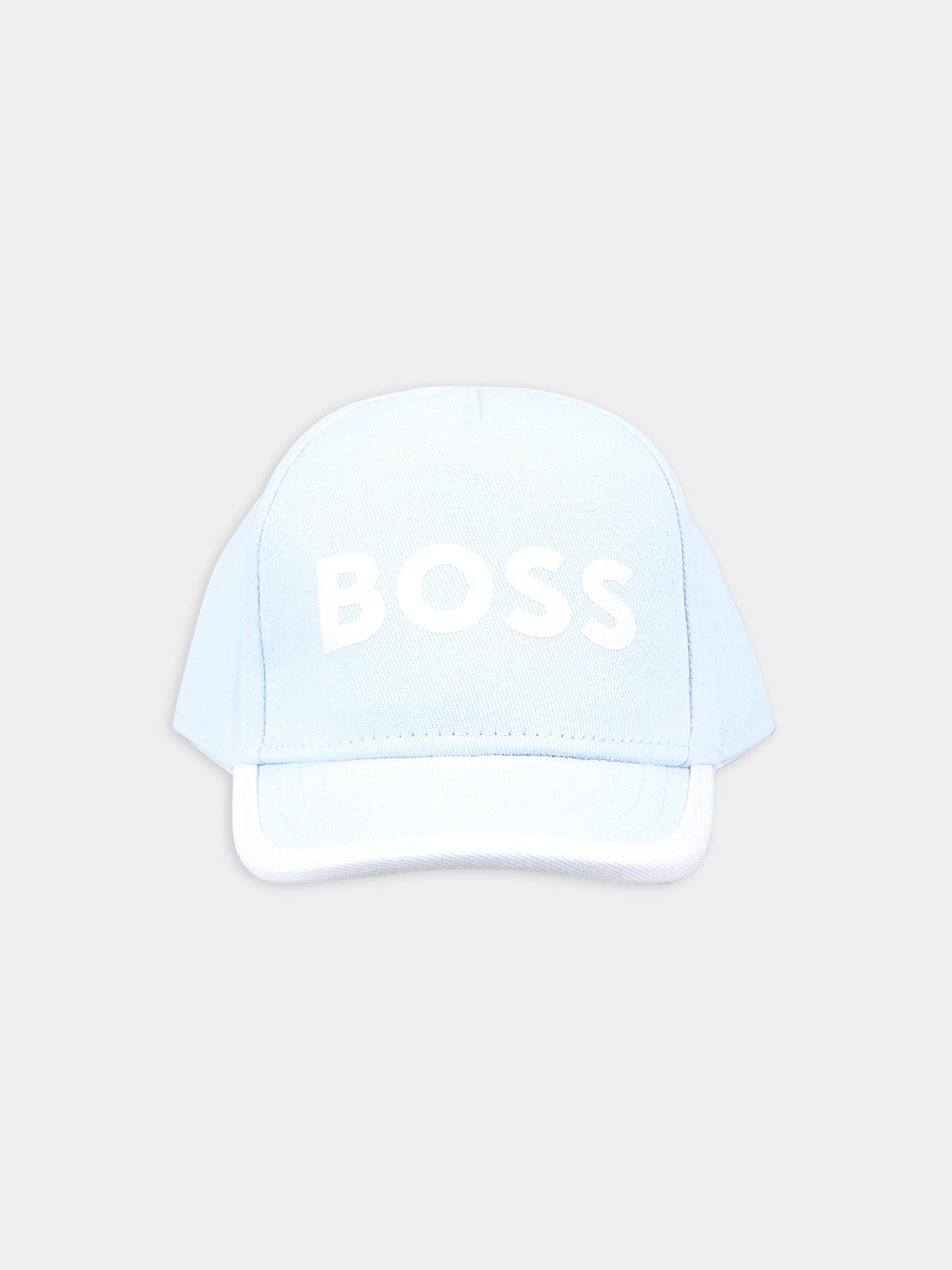 Cappello celeste per neonato con logo,Boss,J50977 783