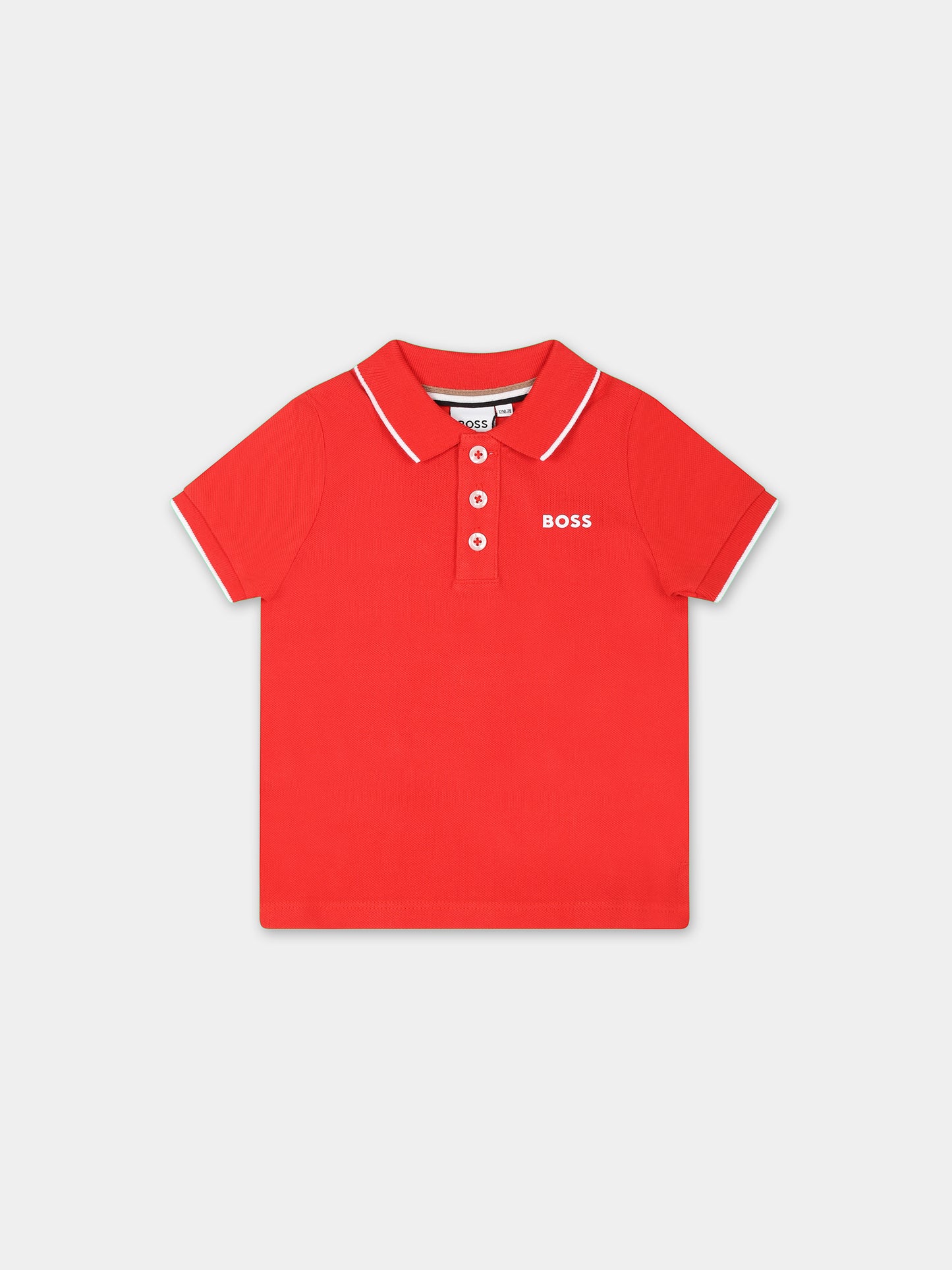 Polo rossa per neonato con logo,Boss,J50593 997