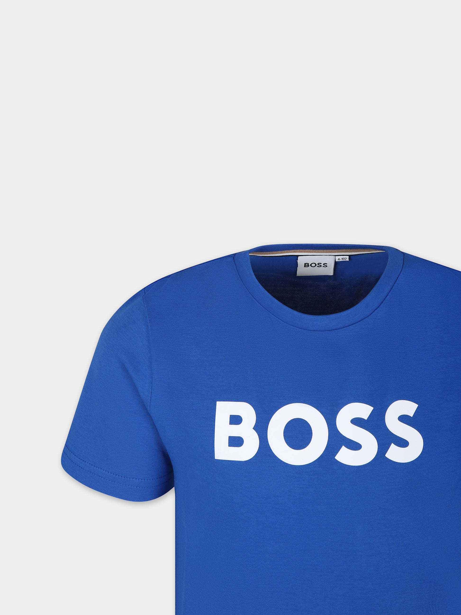 T-shirt blu per bambino con logo,Boss,J50718 872