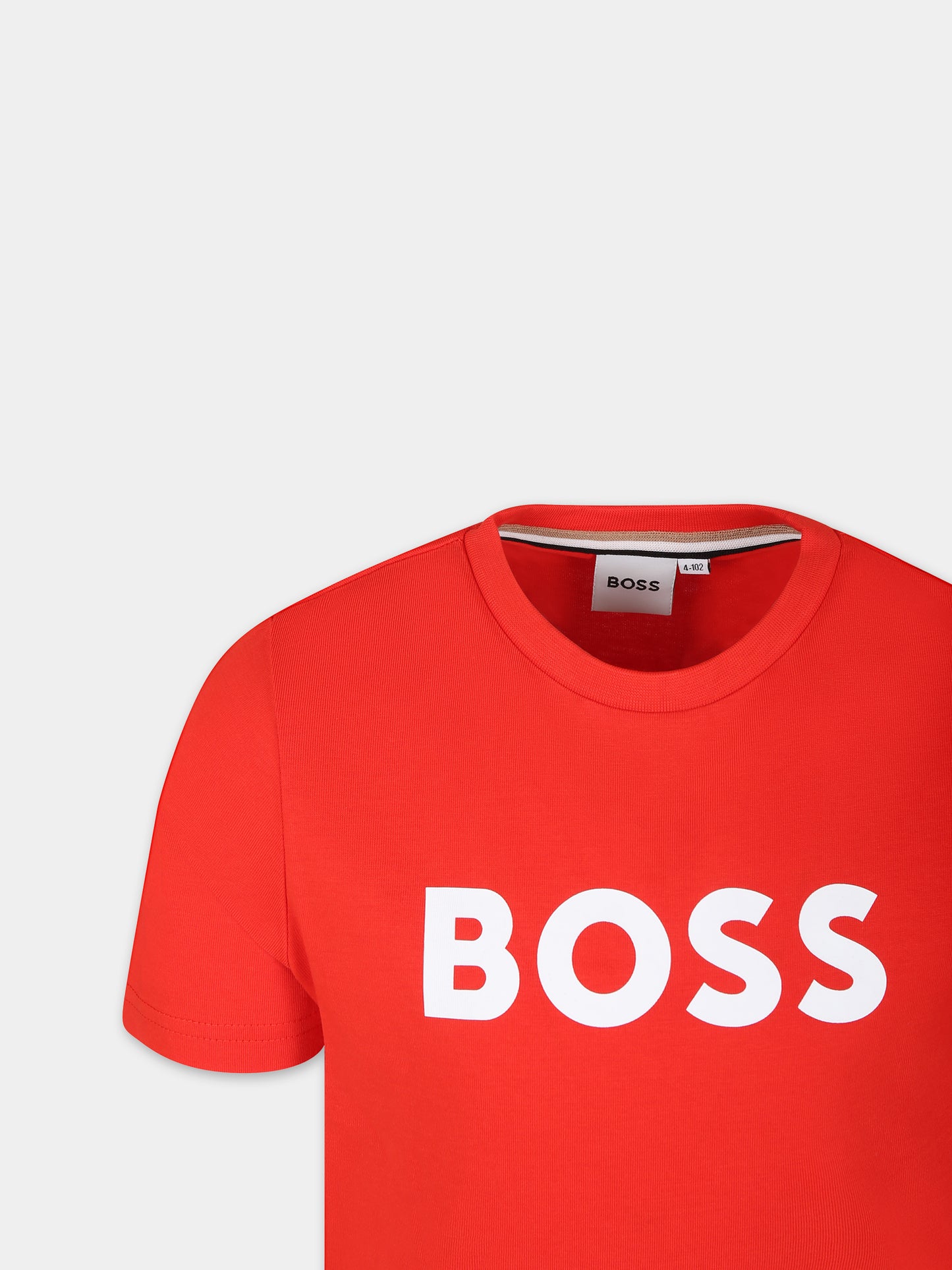 T-shirt rossa per bambino con logo,Boss,J50718 997