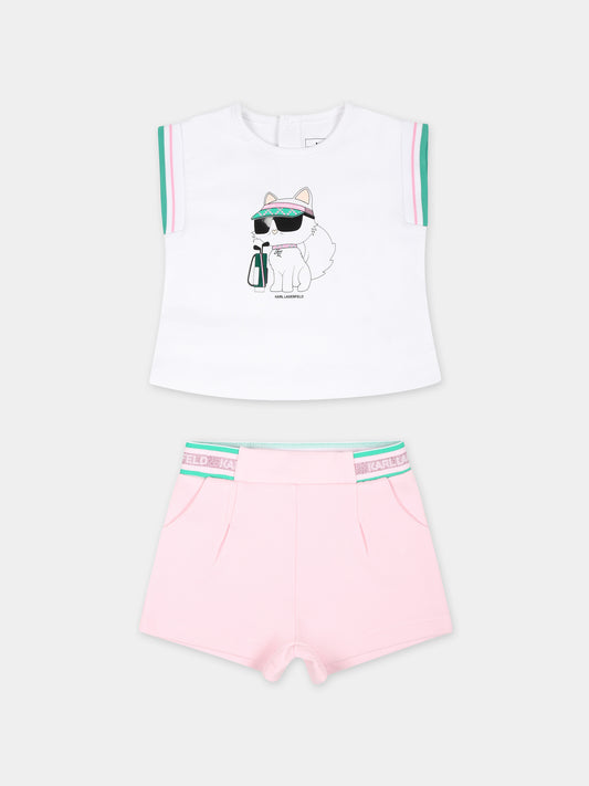 Completo rosa per neonata con Choupette e logo,Karl Lagerfeld Kids,Z30122 N34