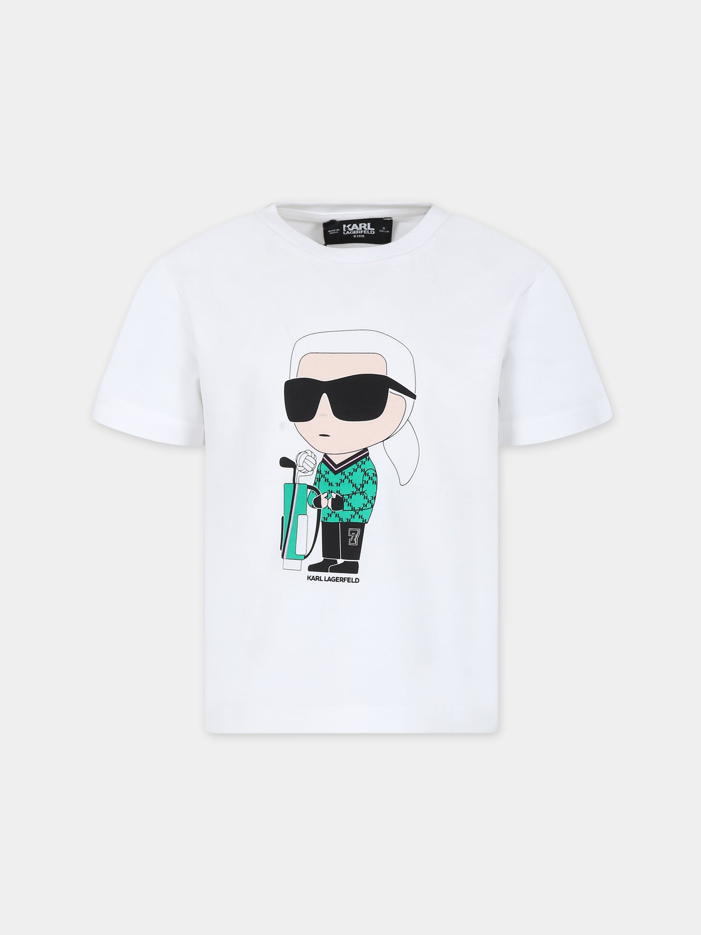 T-shirt bianca per bambini con stampa Karl e borsa da golf,Karl Lagerfeld Kids,Z30052 10P