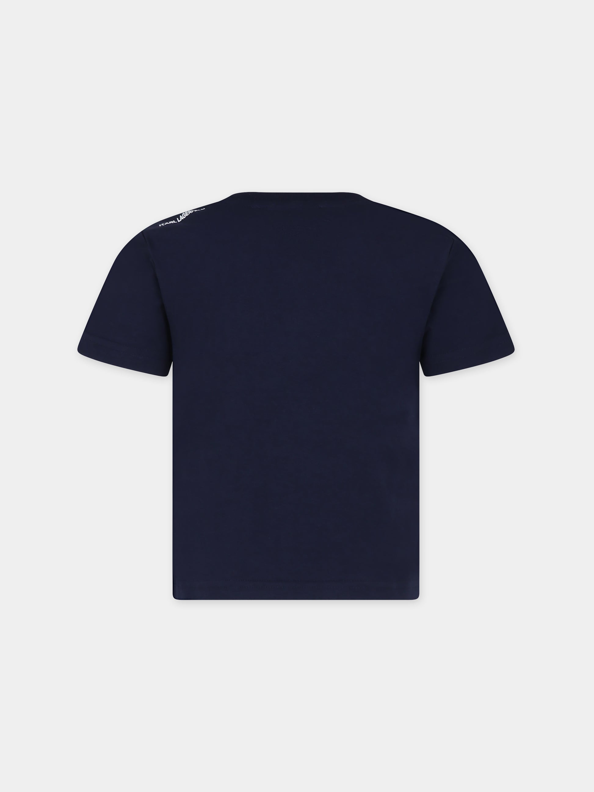 T-shirt blu per bambini con stampa Karl e borsa da golf,Karl Lagerfeld Kids,Z30052 85V