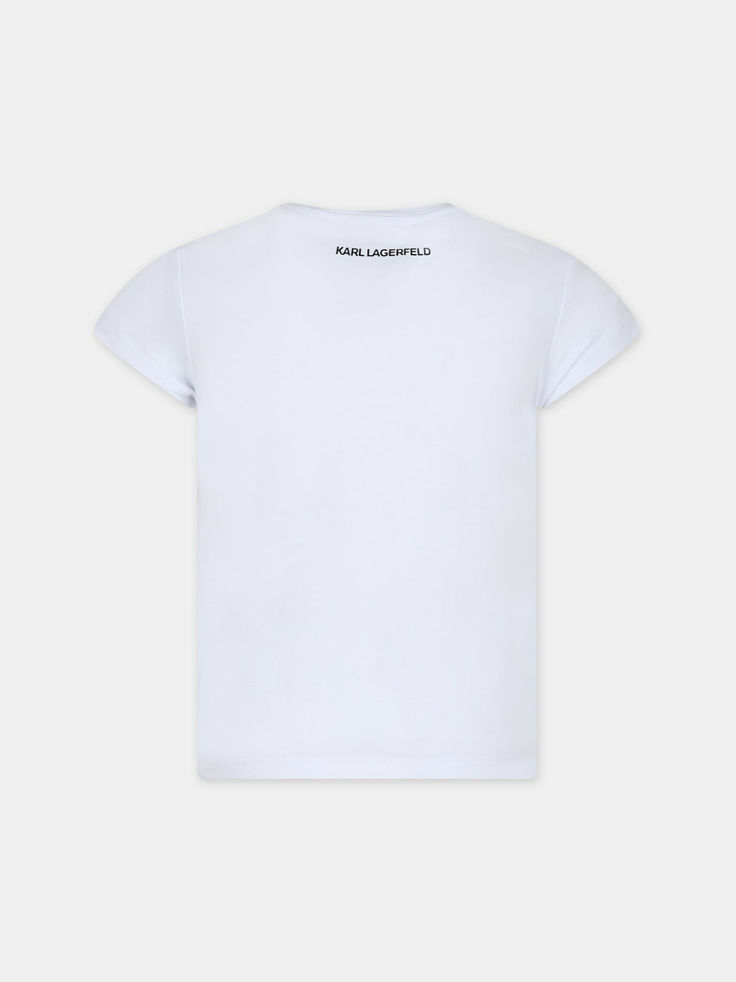 T-shirt bianca per bambina con stampa Karl e borsa da golf,Karl Lagerfeld Kids,Z30111 10P