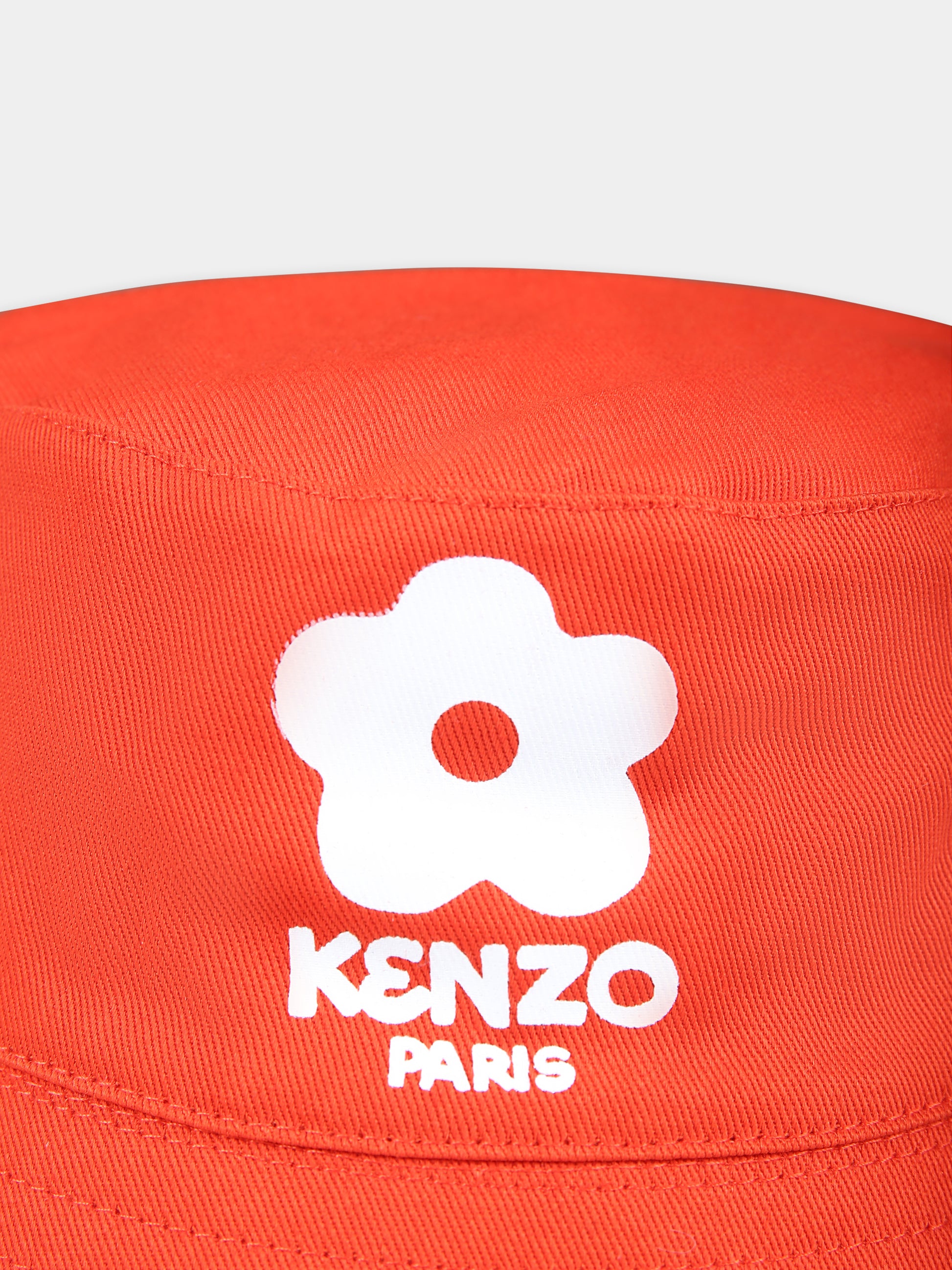 Cloche rossa per bambina con logo e fiore,Kenzo Kids,K60033 99A