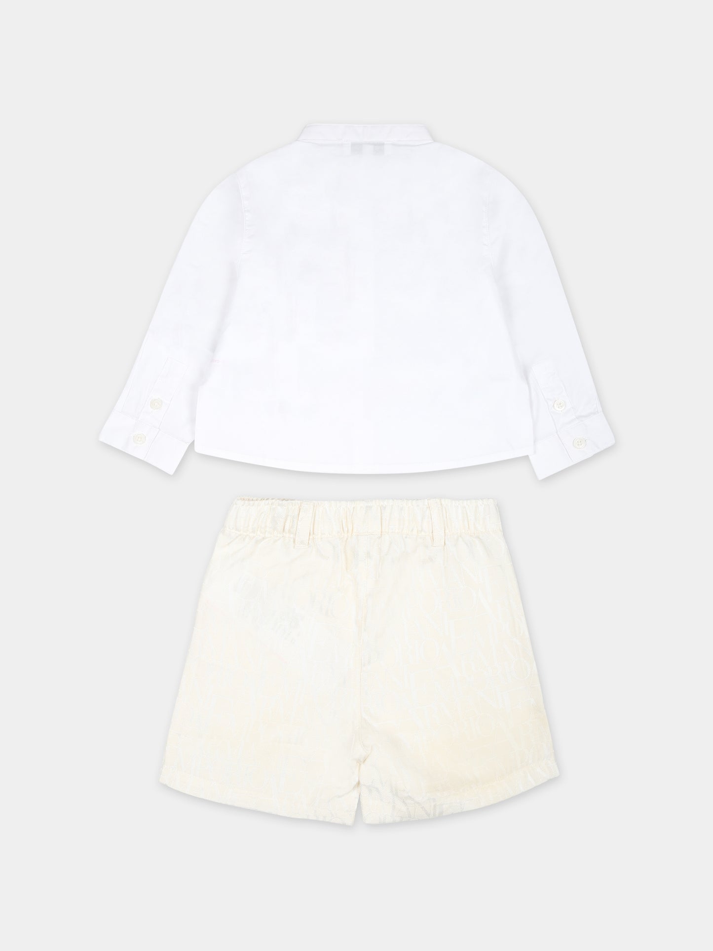 Completo beige per neonato con aquilotto e logo,Emporio Armani,3DHVJ3 4NGDZ F125