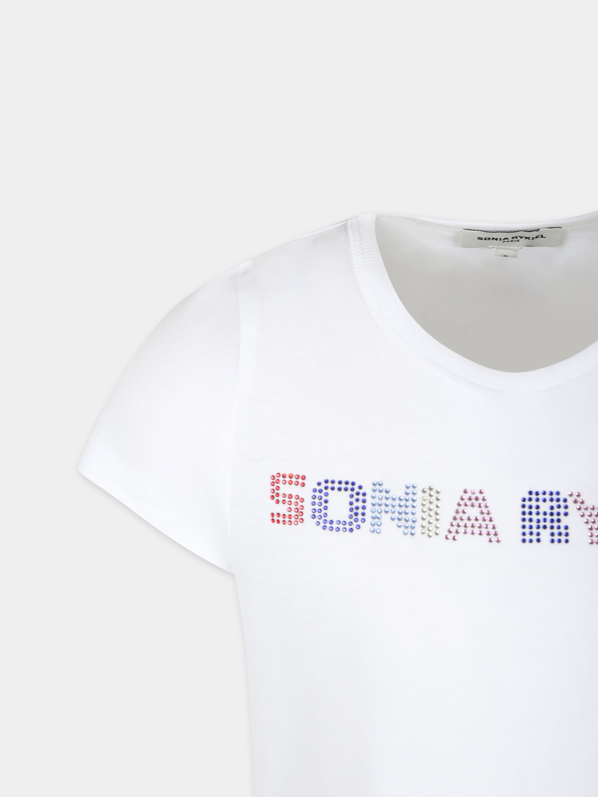 T-shirt bianca per bambina con logo,Sonia Rykiel Paris,A00184 10P