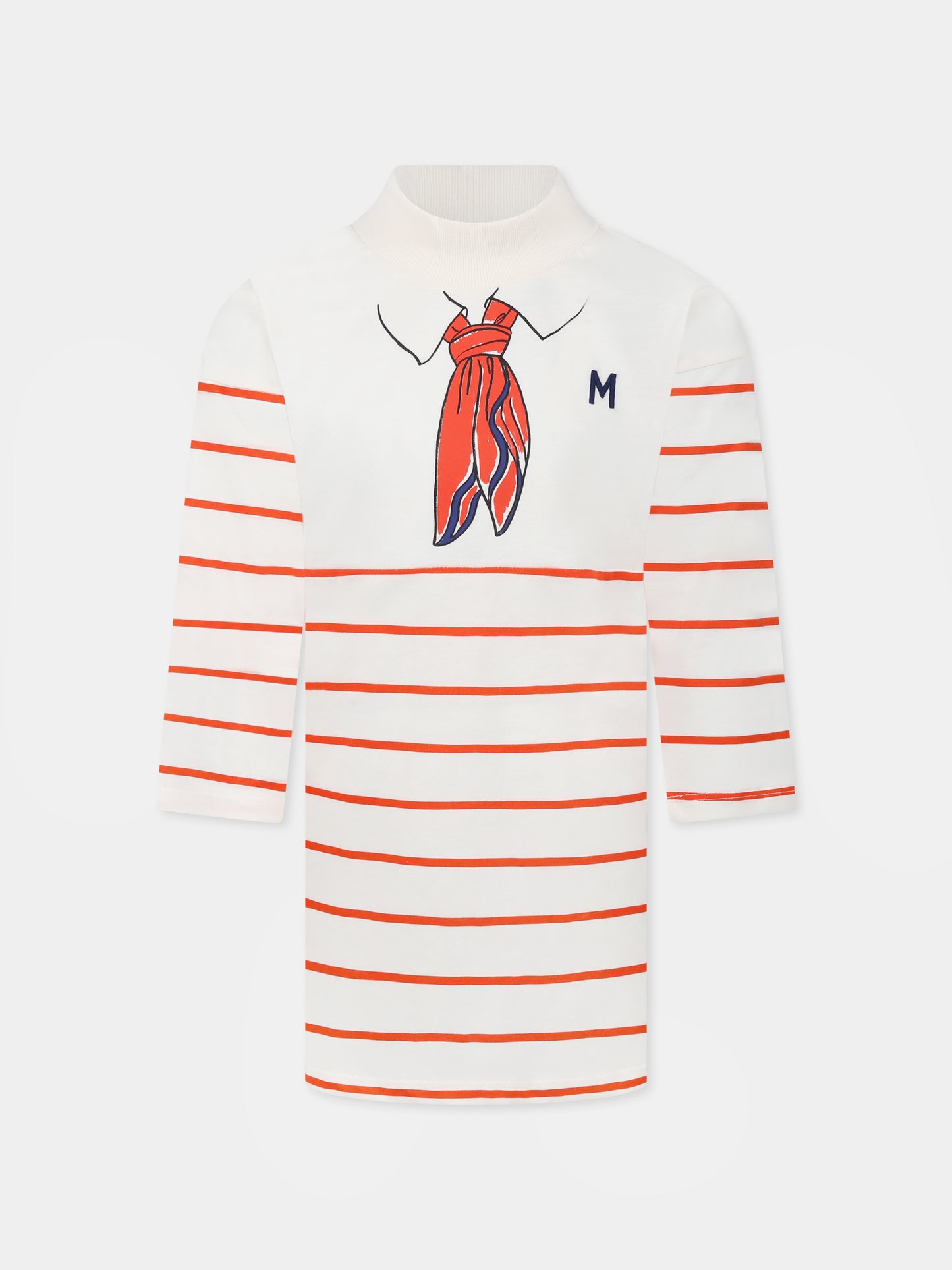 Ivory dress for girl with scarf print