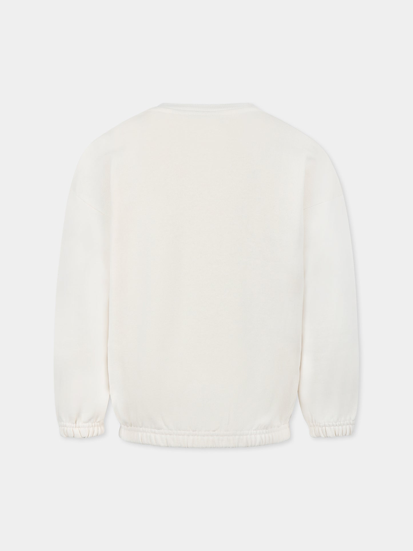 Ivory sweatshirt for kids with scarf print