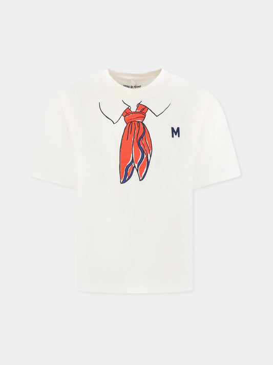 Ivory t-shirt for kids with scarf