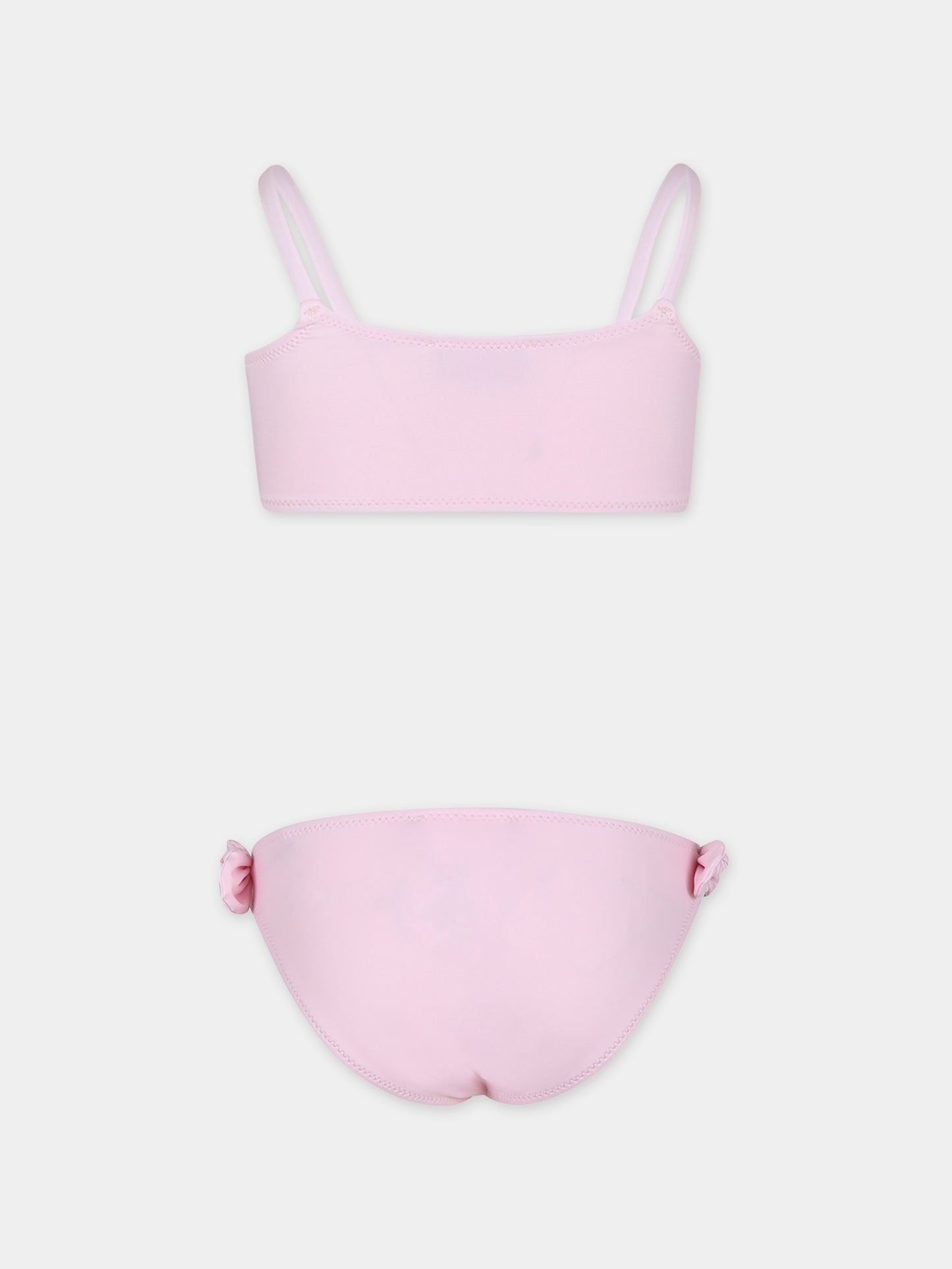 Bikini rosa per bambina con logo,Moschino Kids,HDL00R LKA00 50209