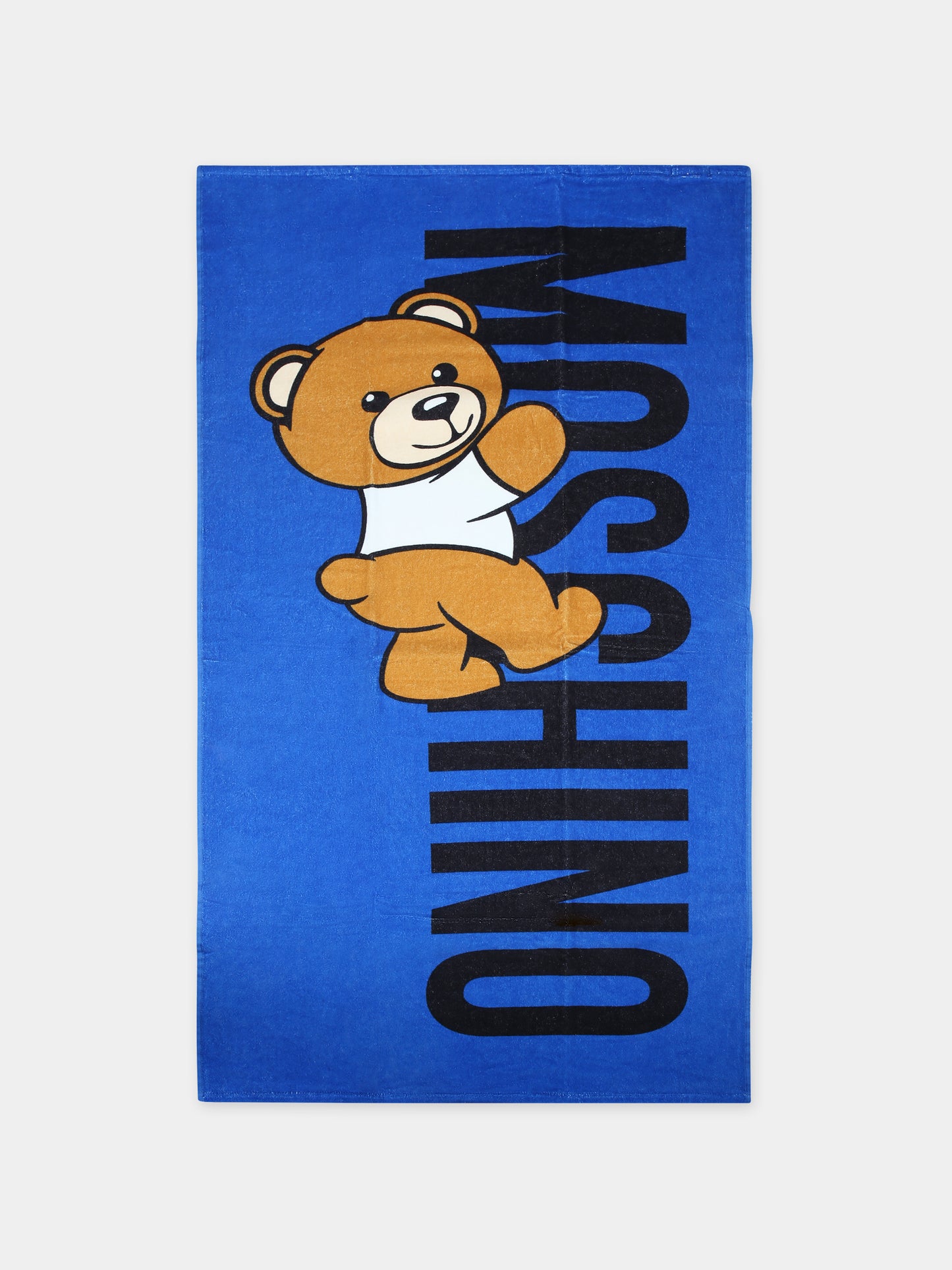 Telo mare blu per bambino con Teddy Bear e logo,Moschino Kids,HPX01B LGA15 40289
