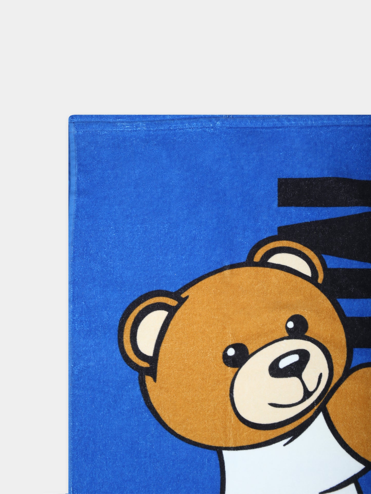 Telo mare blu per bambino con Teddy Bear e logo,Moschino Kids,HPX01B LGA15 40289