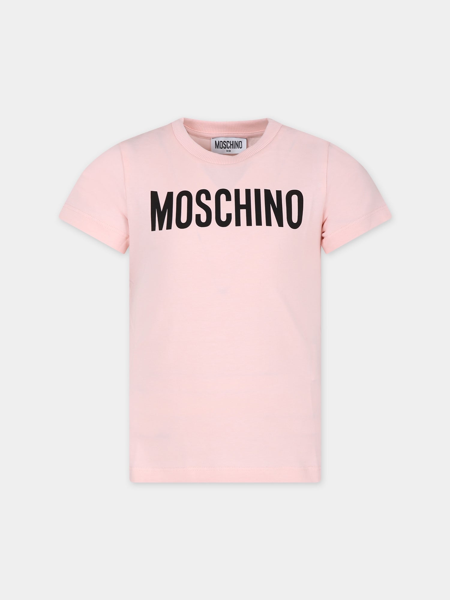 T-shirt rosa per bambina con logo,Moschino Kids,HQM03T LBA10 50209
