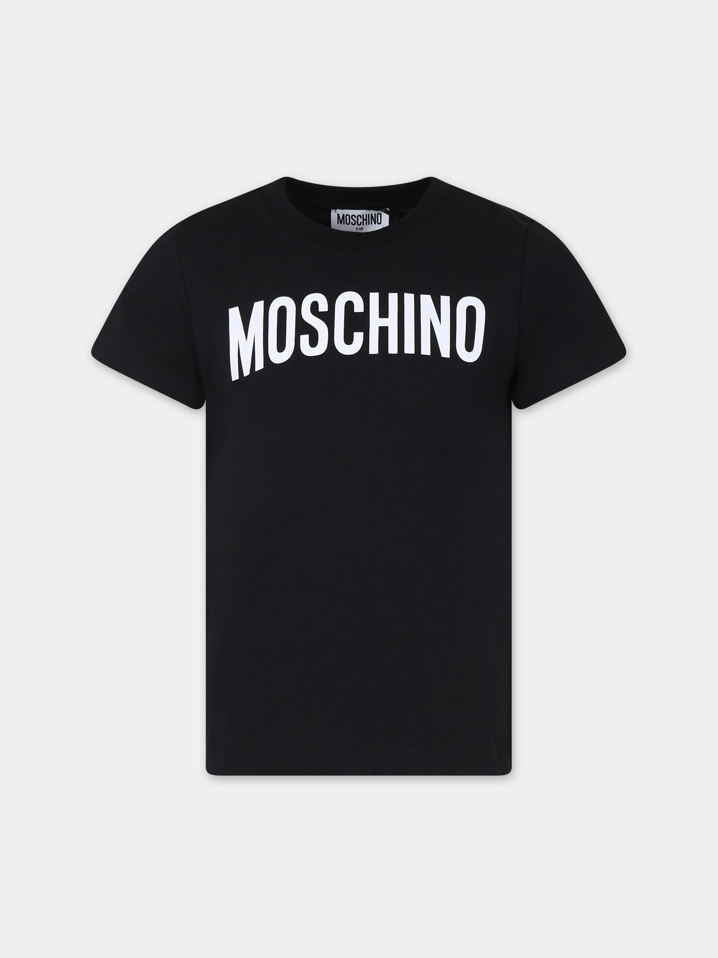 T-shirt nera per bambini con logo,Moschino Kids,HQM03T LBA10 60100