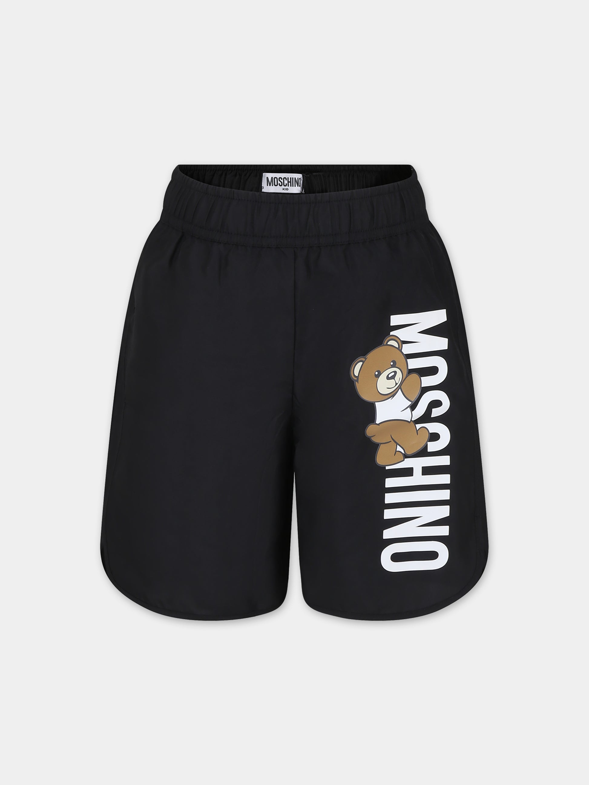 Boxer mare nero per bambino con Teddy Bear e logo,Moschino Kids,HUL01D LKA02 60100