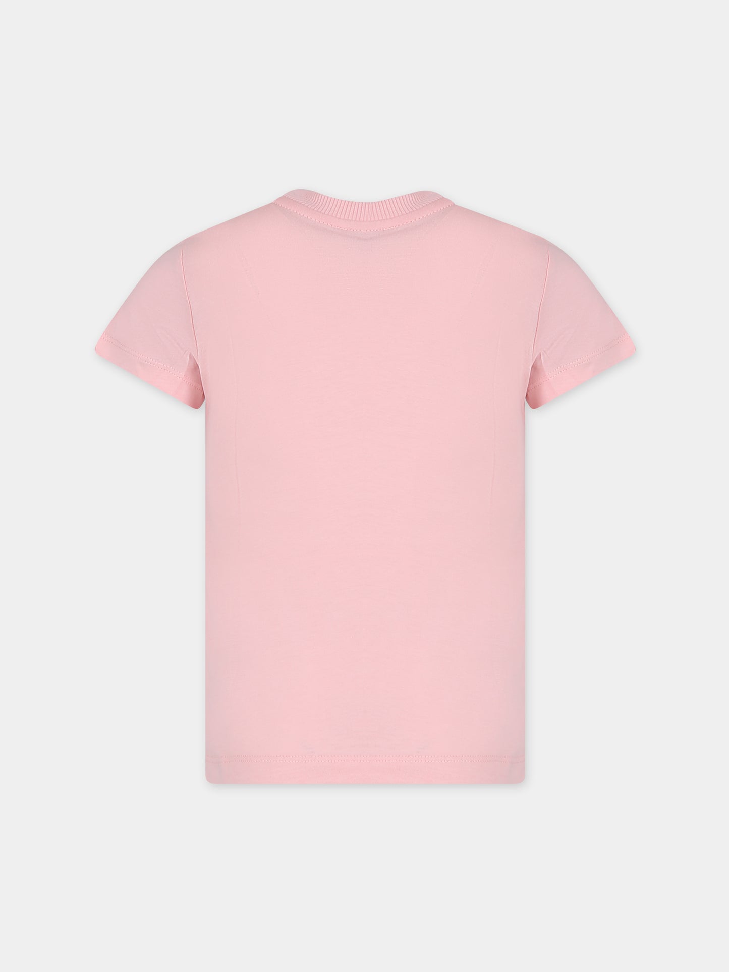 T-shirt rosa per bambina con Teddy Bear e logo,Moschino Kids,HUM04Q LAA03 50209