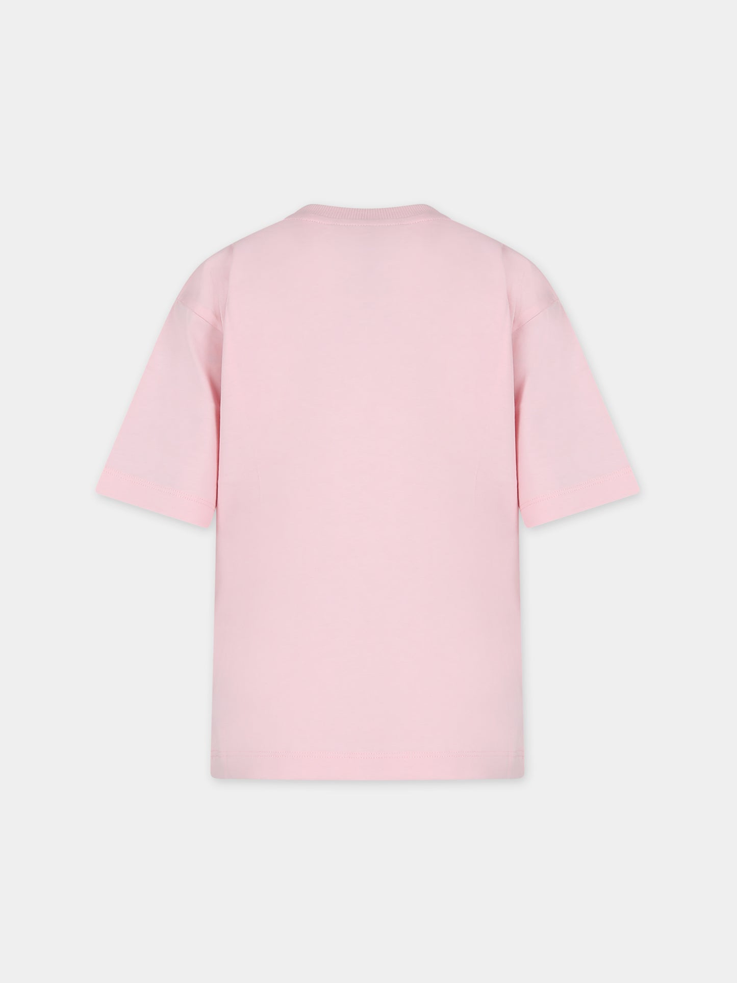 T-shirt rosa per bambina con Teddy Bear e logo,Moschino Kids,HVM03R LAA02 50209