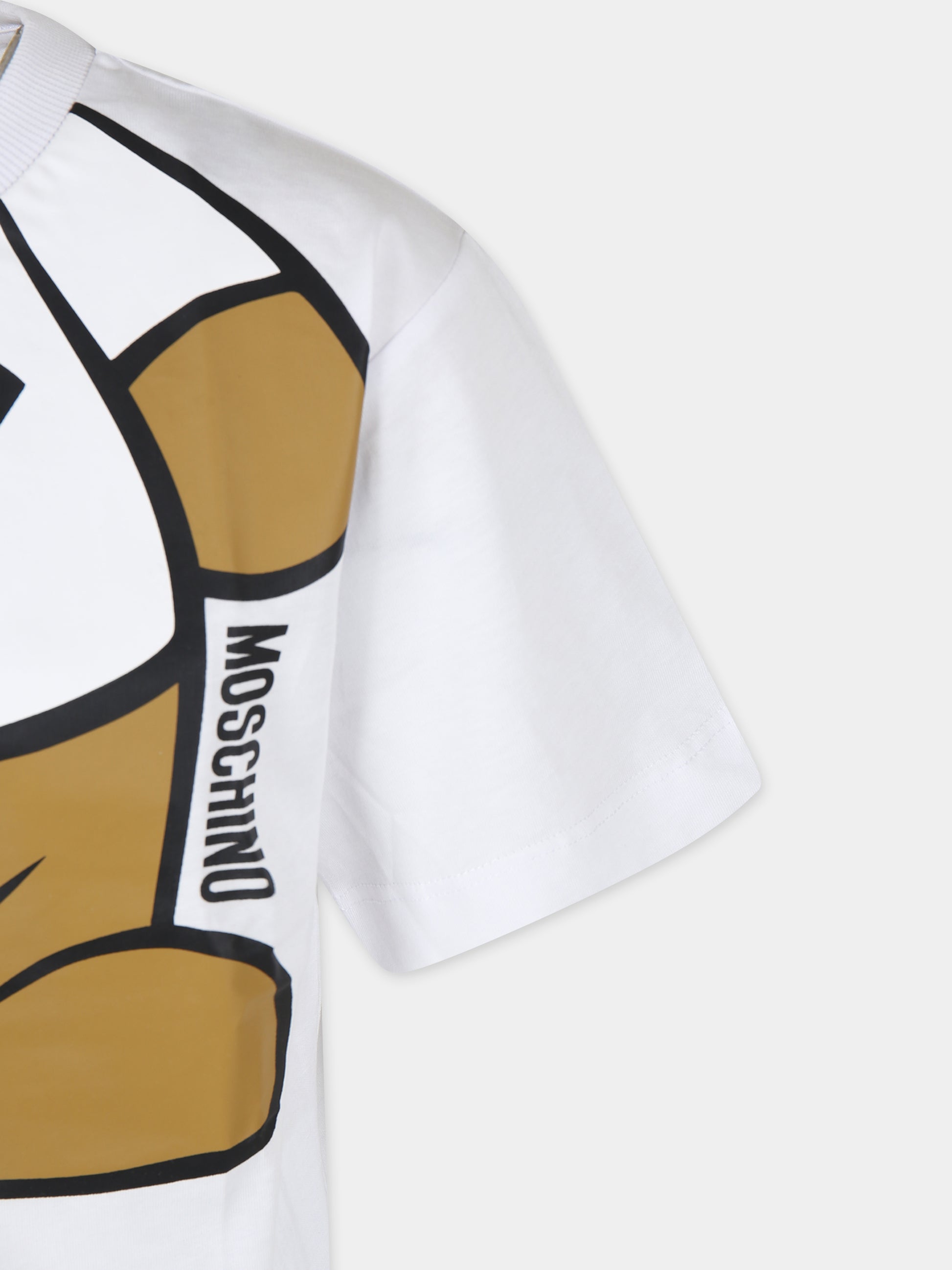 T-shirt bianca per bambino con Teddy Bear,Moschino Kids,HXM03R LAA33 10101