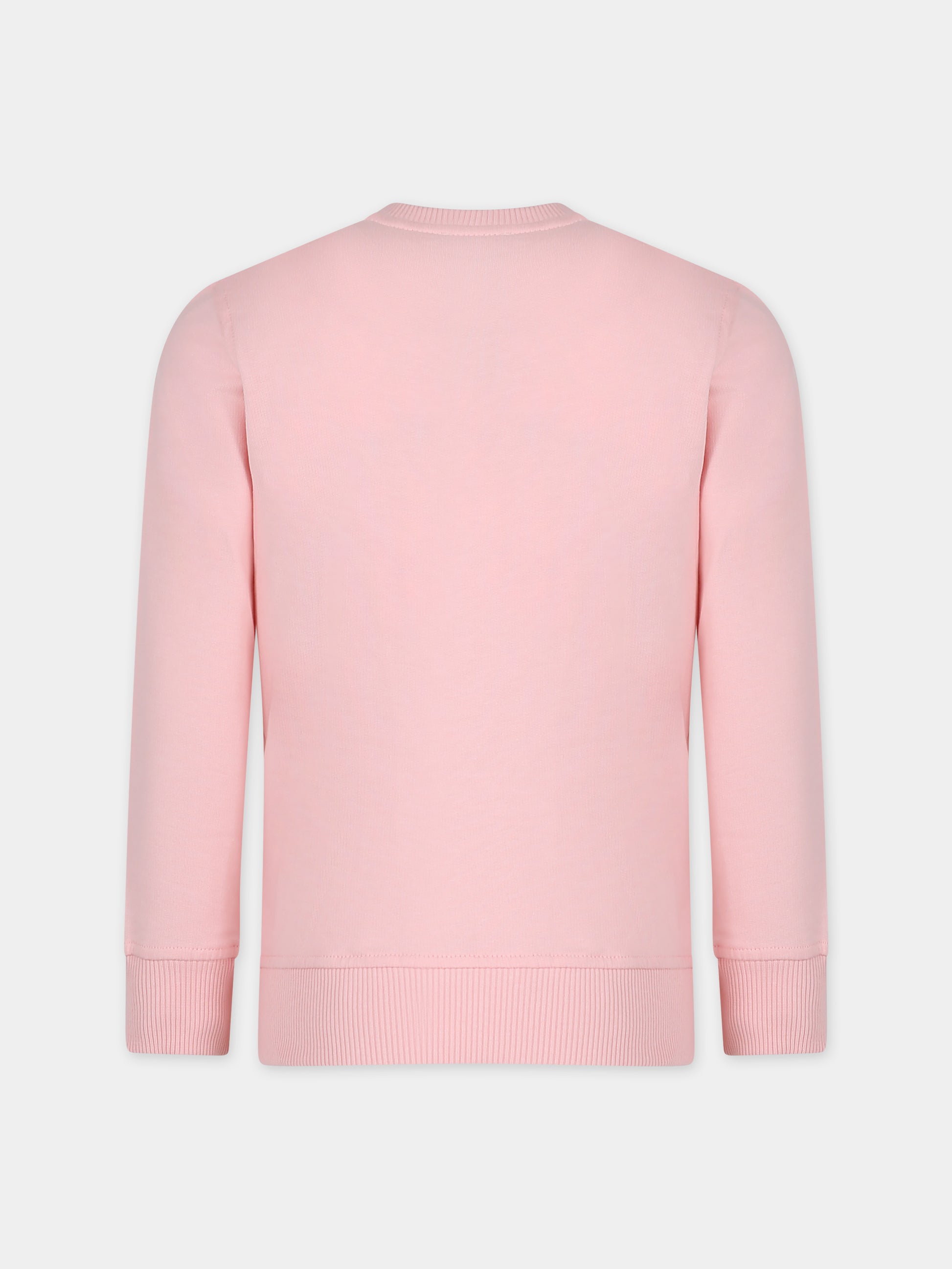 Felpa rosa per bambina con Teddy Bears e logo,Moschino Kids,HZF05R LCA19 50209