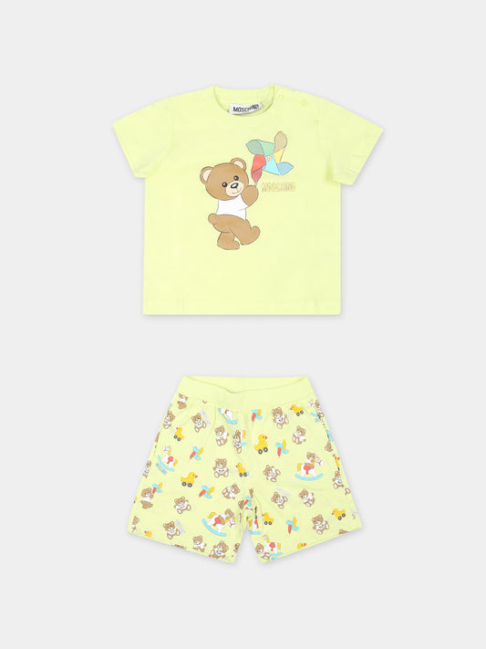 Completo giallo per neonato con Teddy Bear e girandola,Moschino Kids,MSG00M LAB92 83535