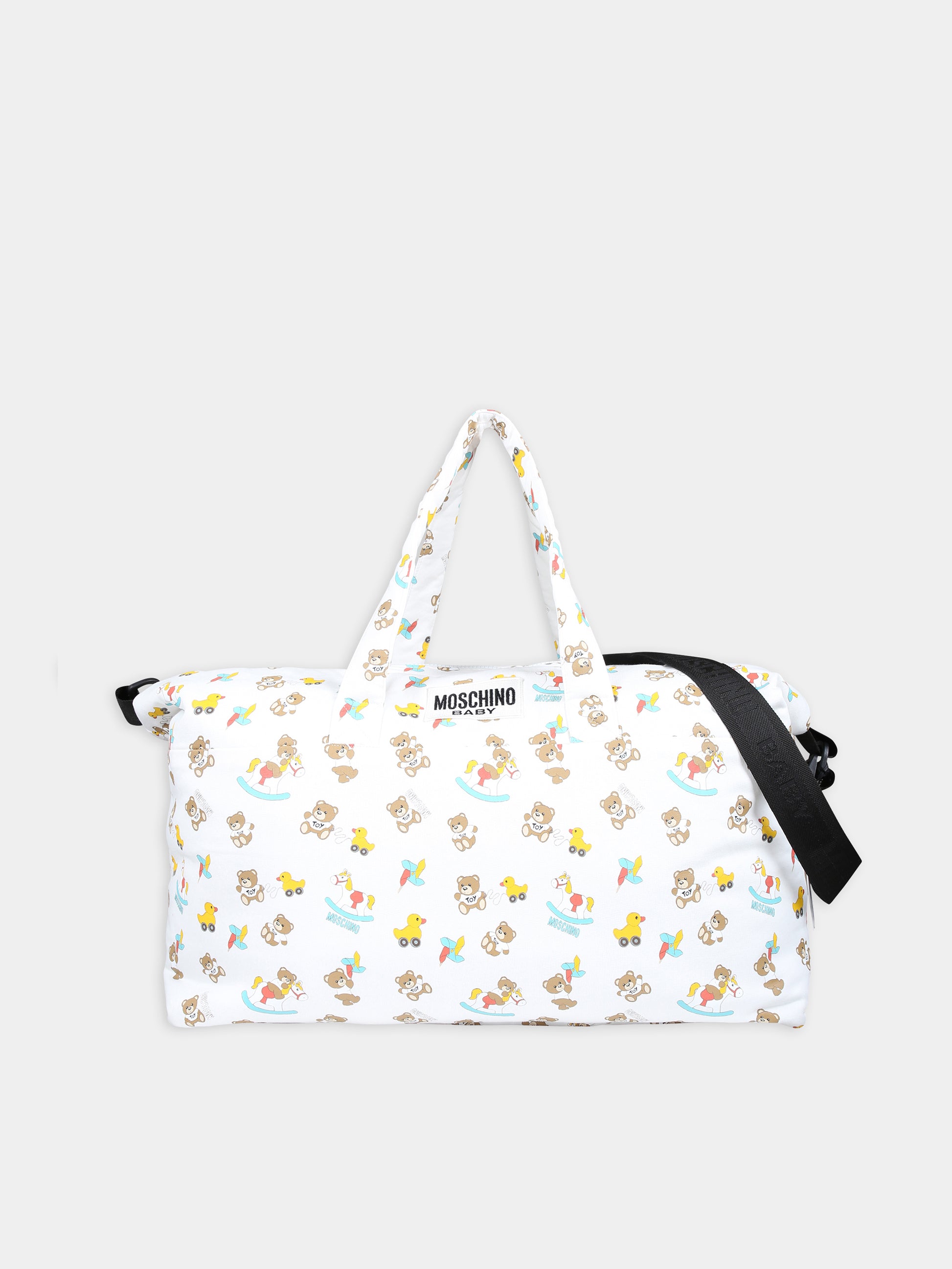 Borsa mamma bianca per neonati con Teddy Bear e stampa,Moschino Kids,MTX03A LCB50 84587