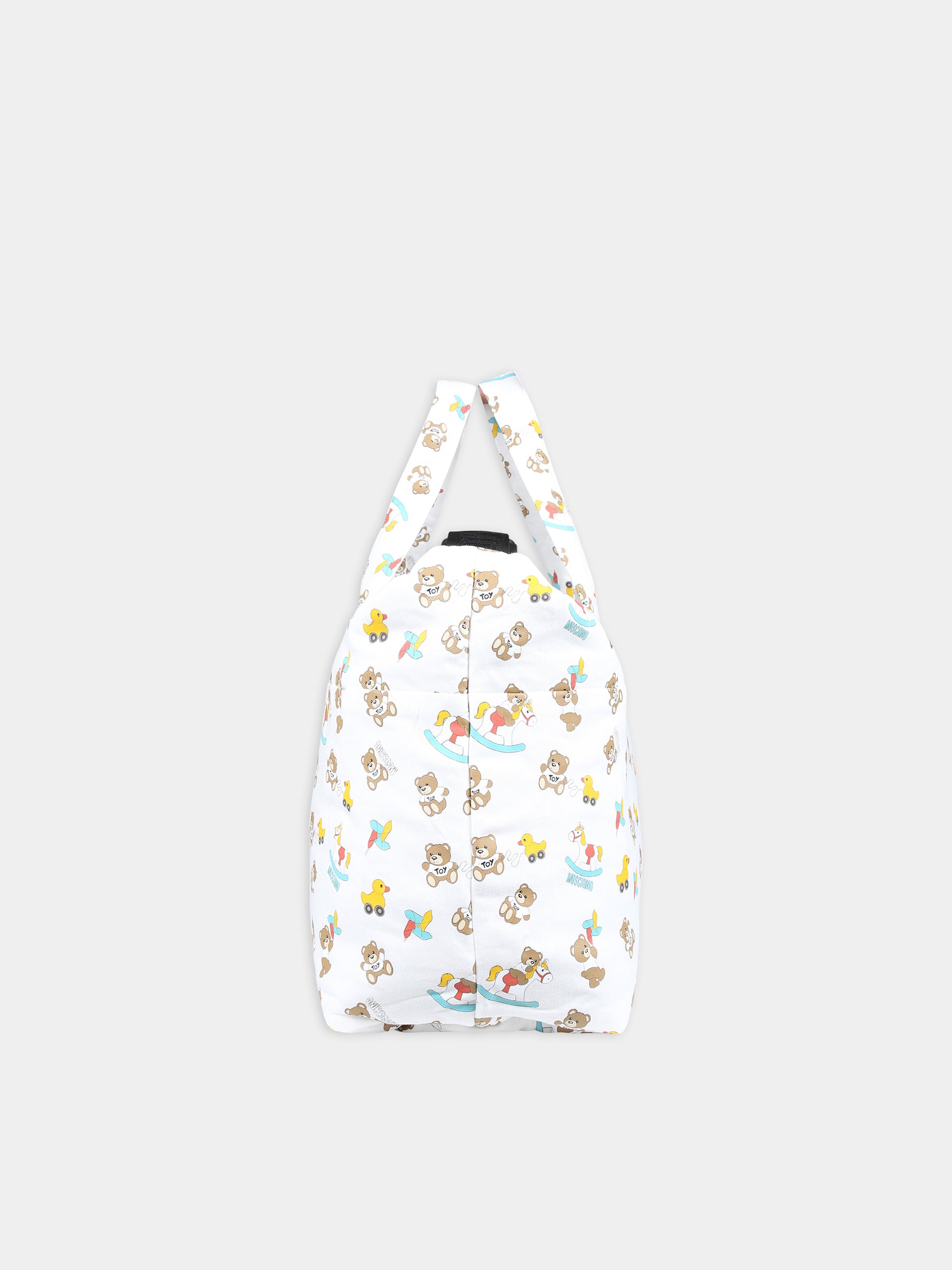 Borsa mamma bianca per neonati con Teddy Bear e stampa,Moschino Kids,MTX03A LCB50 84587